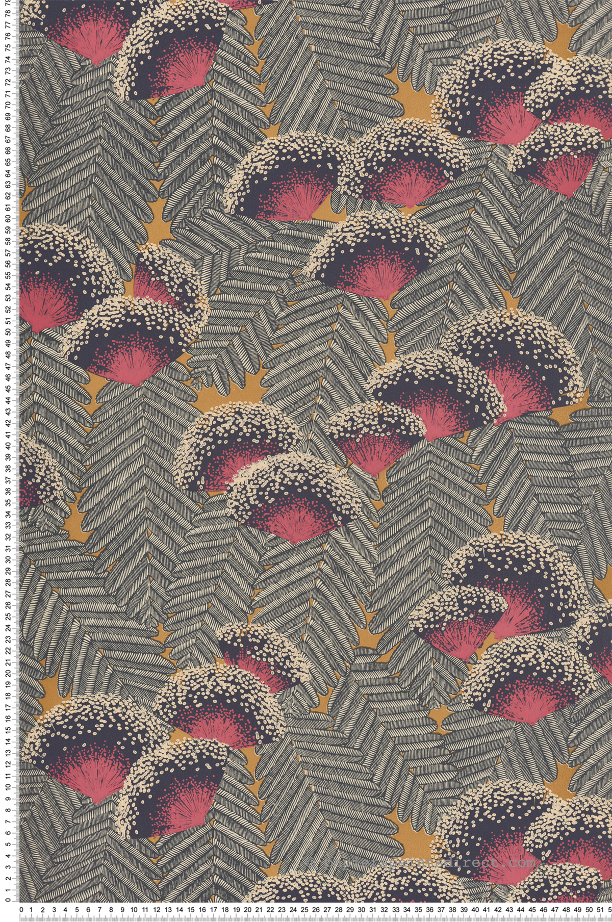 Papier peint Nature Feuillages moutarde - Elodie 1838 Wallcoverings d'Initiales | Réf. INI-90713803