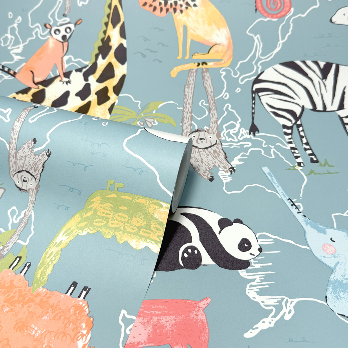 Papier peint Animaux Safari bleu - Imagine de Lutèce ROLL | Réf. LTC-DL27541