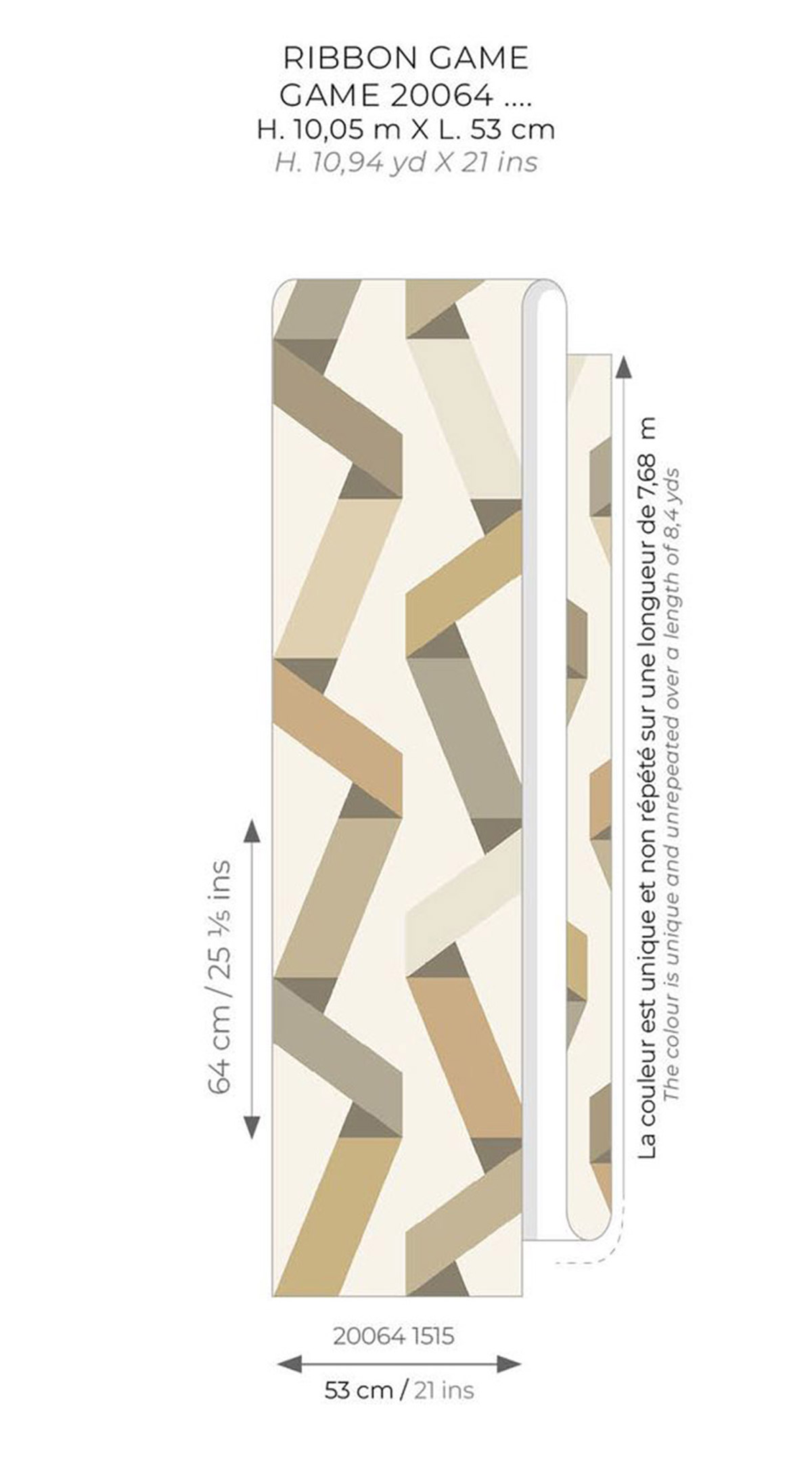 Papier peint Ligne Ribbon beige - Color Game de Casadéco AMB2| Réf. GAME200641515