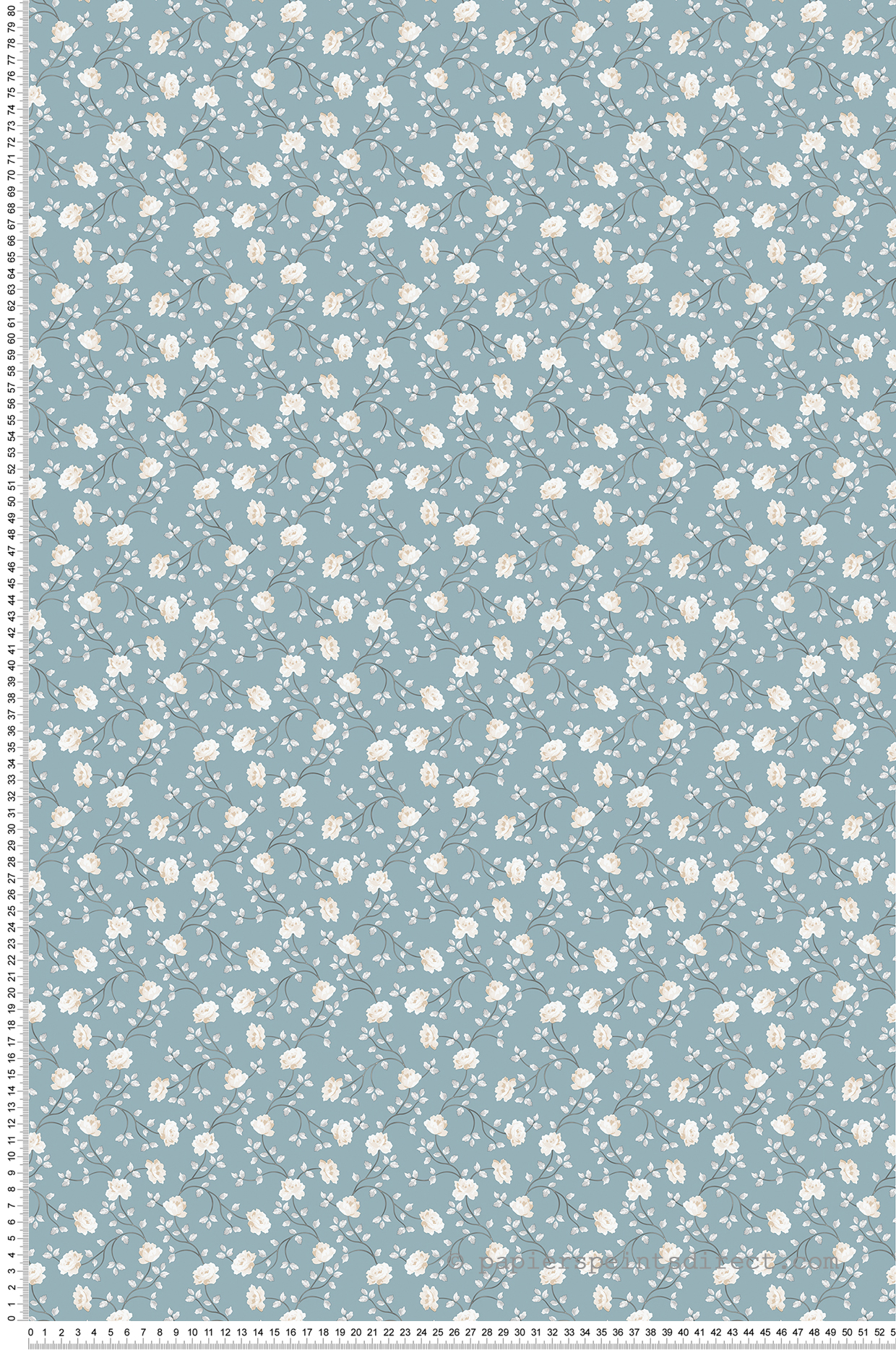 Papier peint Ramage Mini Pivoine bleu givré - Romance de Lutèce | Réf. LTC-19051