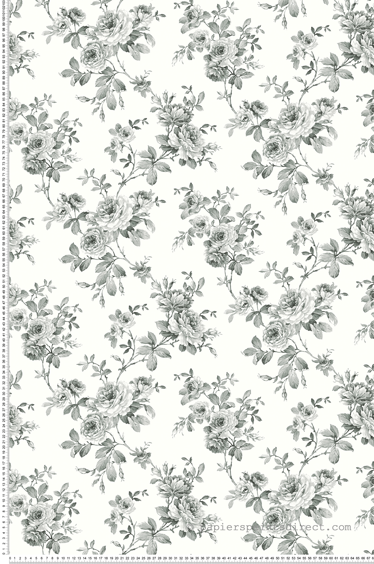 Papier peint Roses Pivoines Fleurs gris anthracite - Alice et Rose de Lutèce | Réf. LTC-VI81700