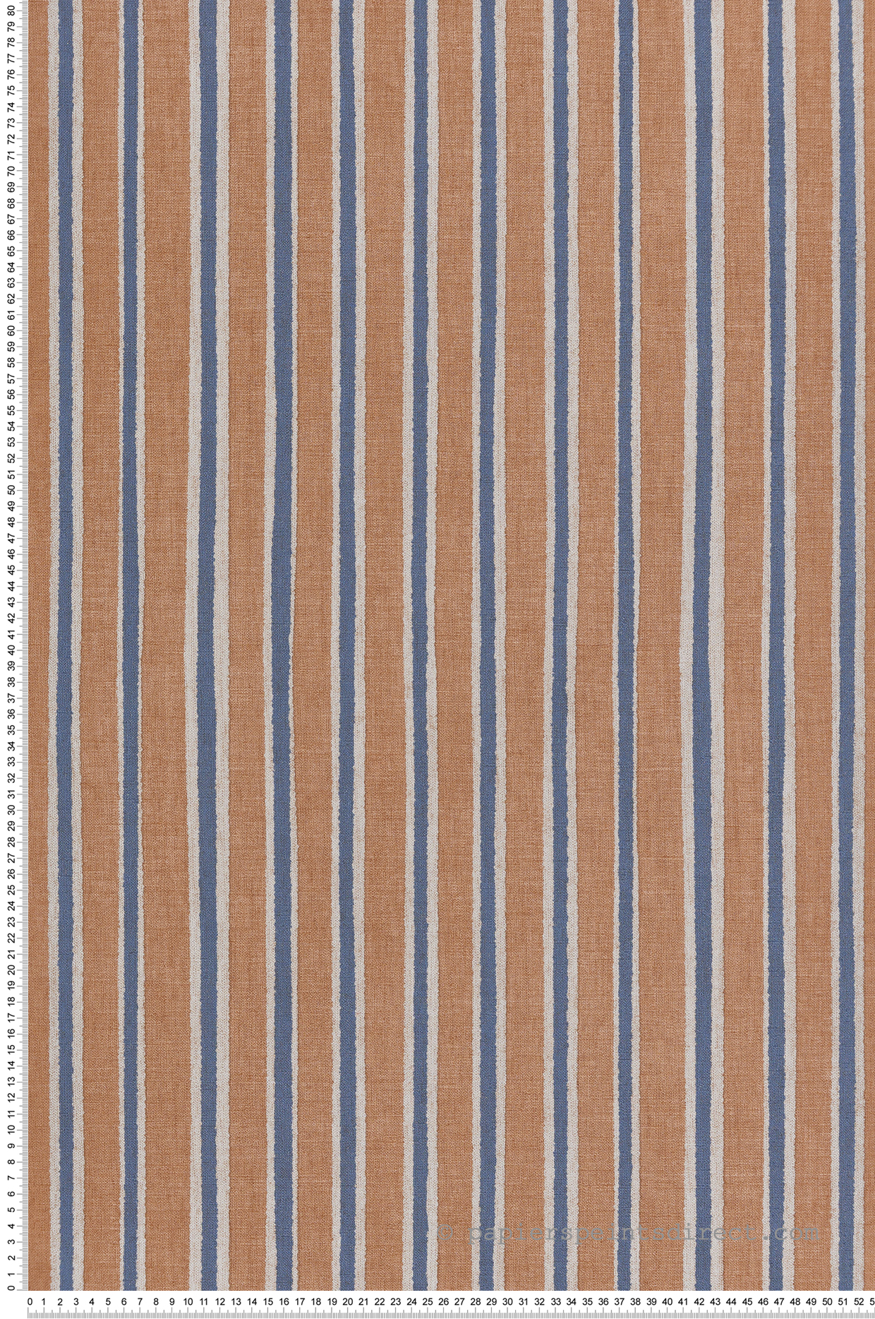 Papier peint Rayures Contemporaines marron bleu - Seven de Montecolino | Réf. MC-30138