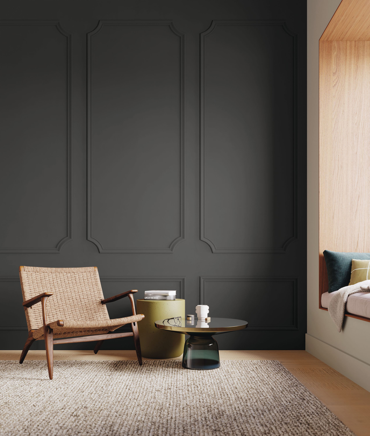 Papier peint panoramique Moulure le Boudoir anthracite 90X310 - Moulures & Co de Casadéco | Réf. MOCO201399724