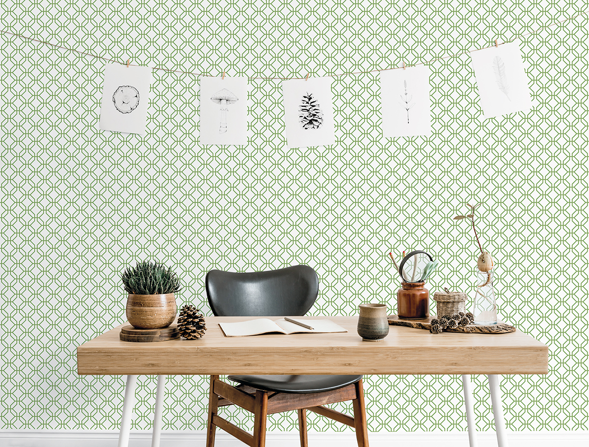 Papier peint Claustra Hexagone vert - Jardin Secret de Lutèce | Réf. LTC-G78528