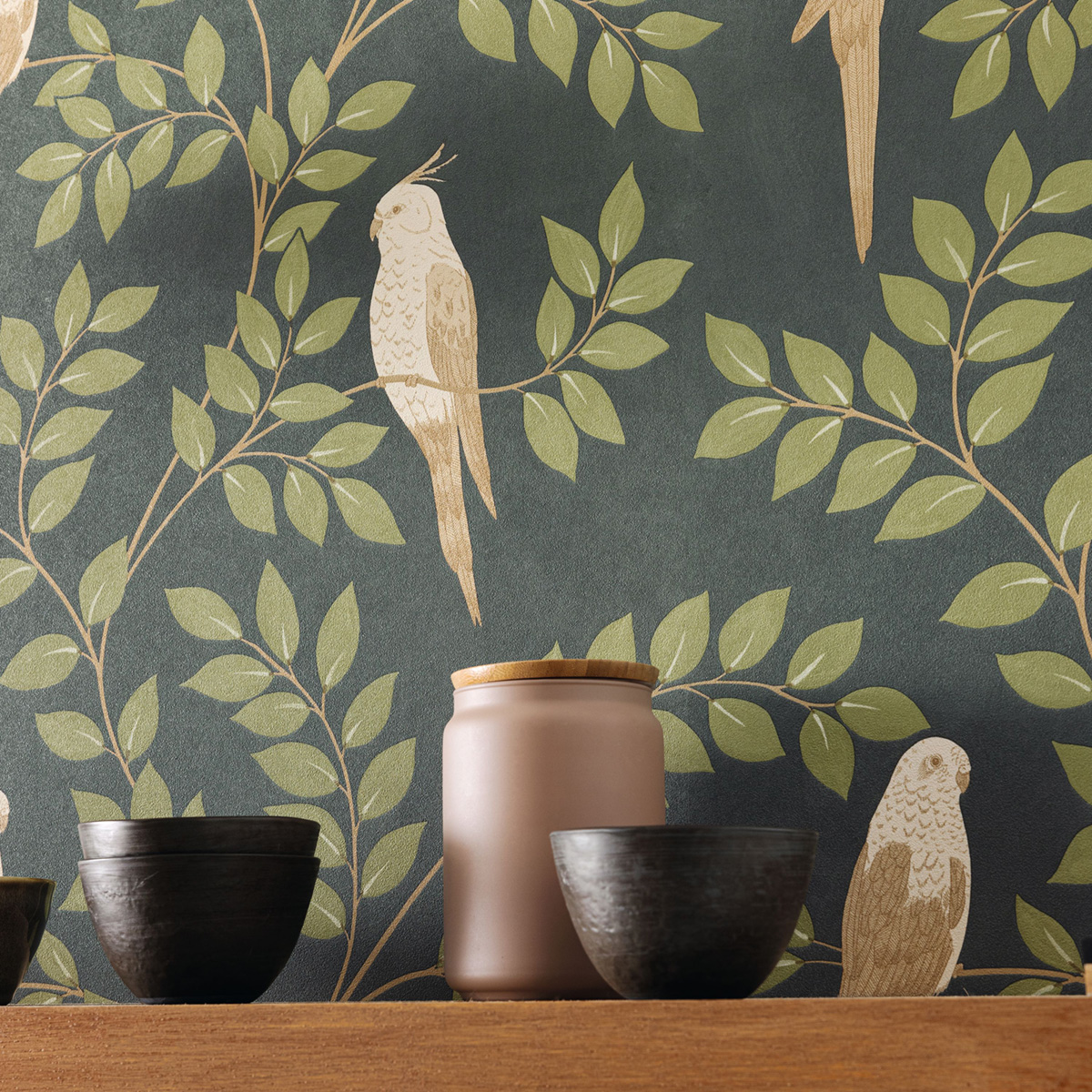 Papier peint Oiseau Jungle Equateur vert - Borneo de Casélio AMB2| Réf. BORN106527254