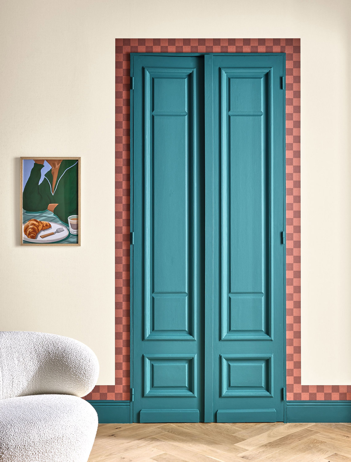 Frise Damier Checks Border bordeaux - Line Up de Casélio | Réf. LNP106798008