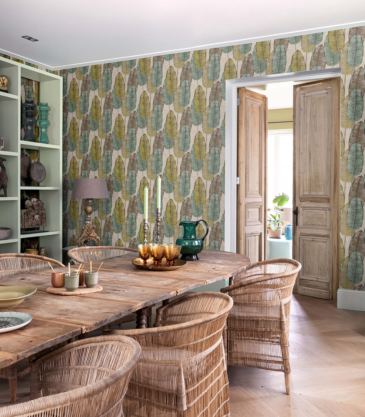 Papier peint Feuille de Bananier vert beige - Maori de Montecolino | Réf. MC-TA25081