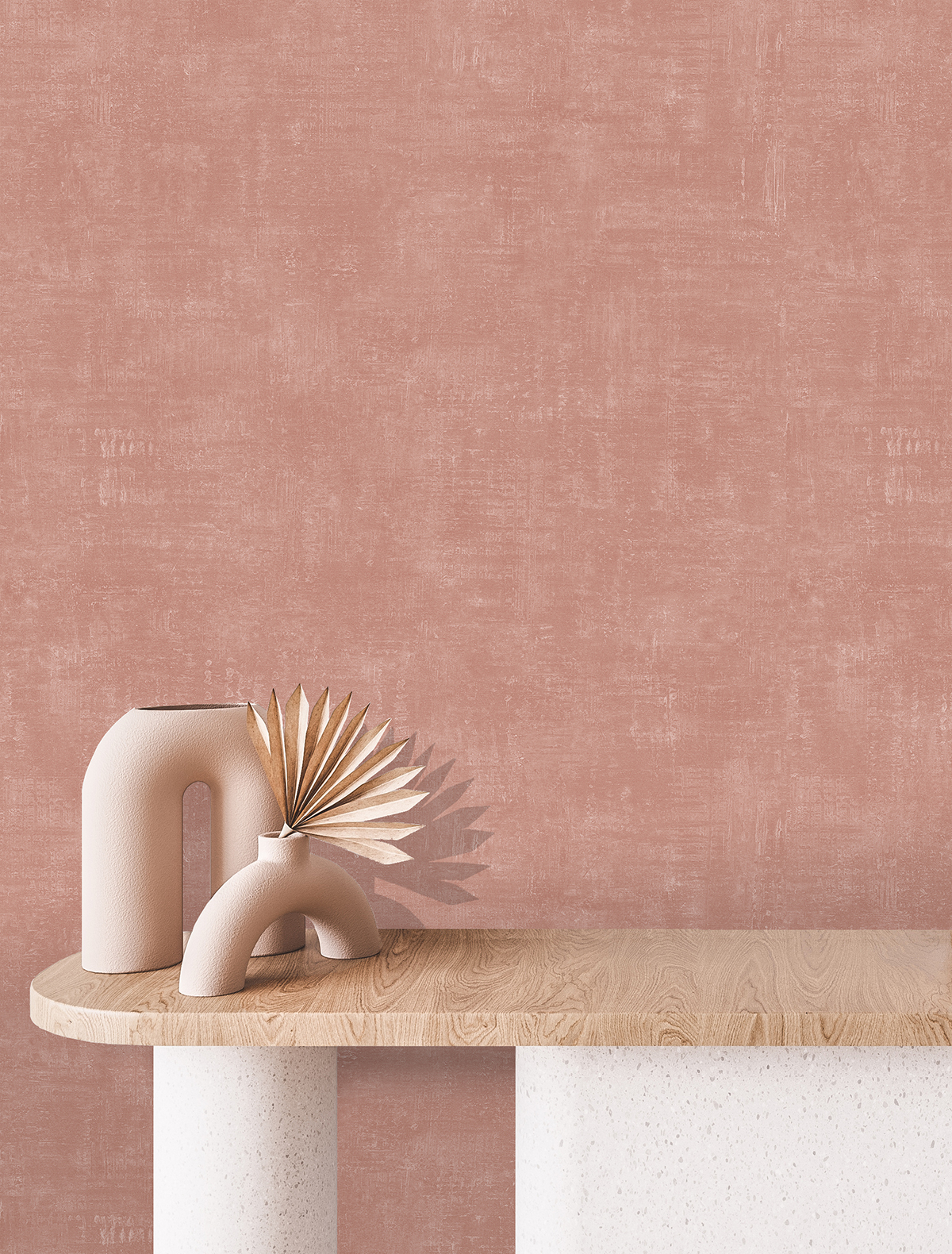 Papier peint Faux Uni Brossé vieux rose - Arty d'Ugépa | Réf. UGP-M50405