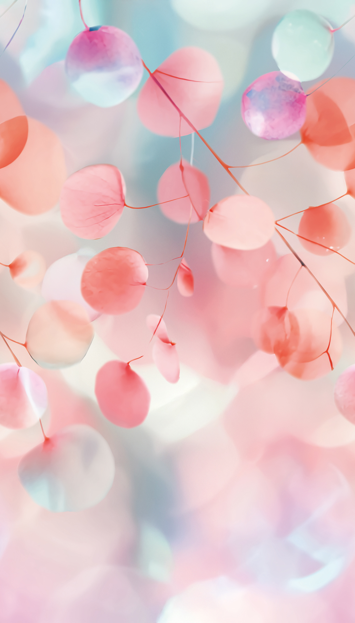 Papier peint panoramique Feuille de Lunaria Fading Flora rose bleu - Cosmoliving d'A.S. Création | Réf. AS-791551