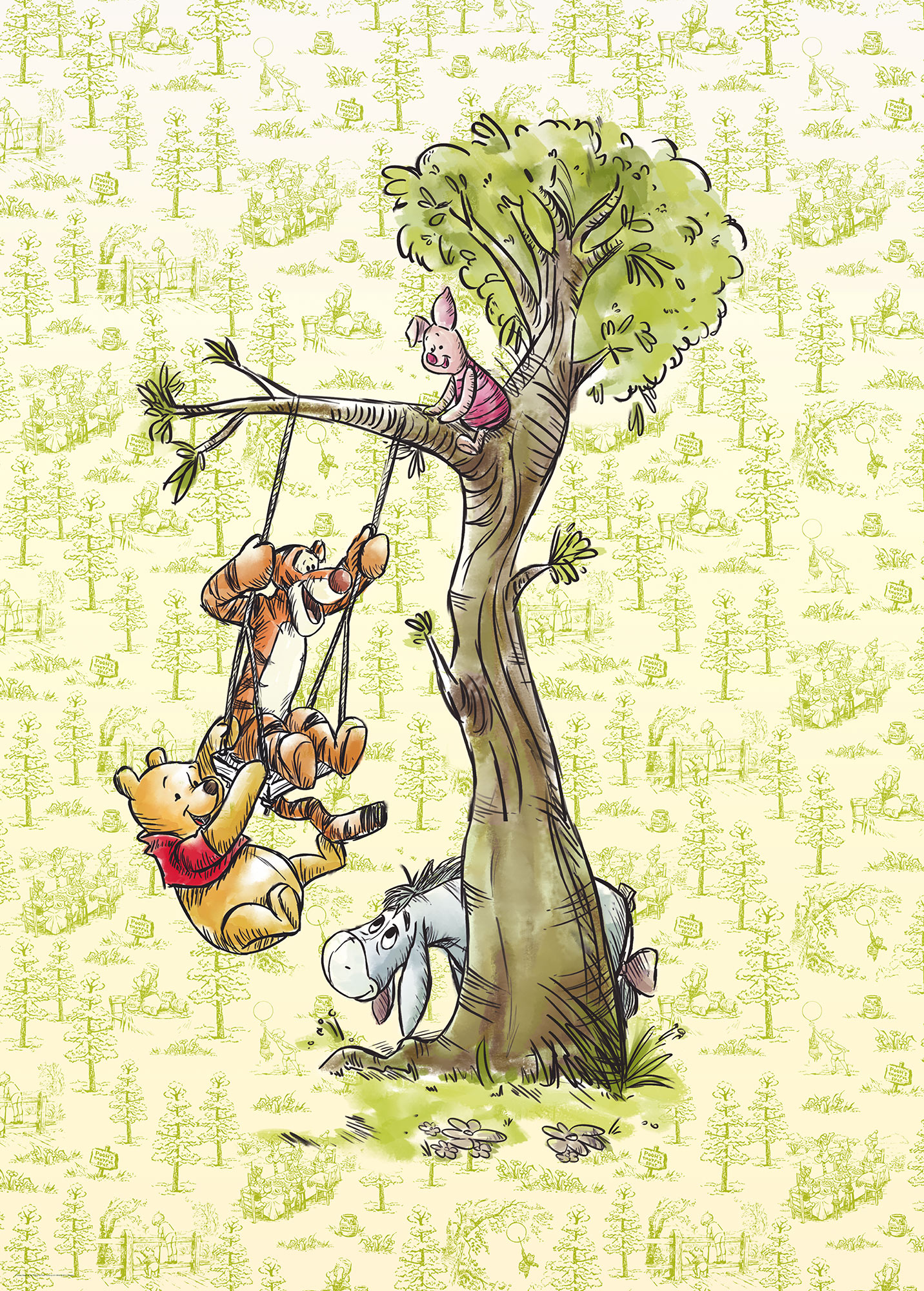 Papier peint enfant Disney Winnie L'Ourson In the wood - Papier peint Panoramique Komar