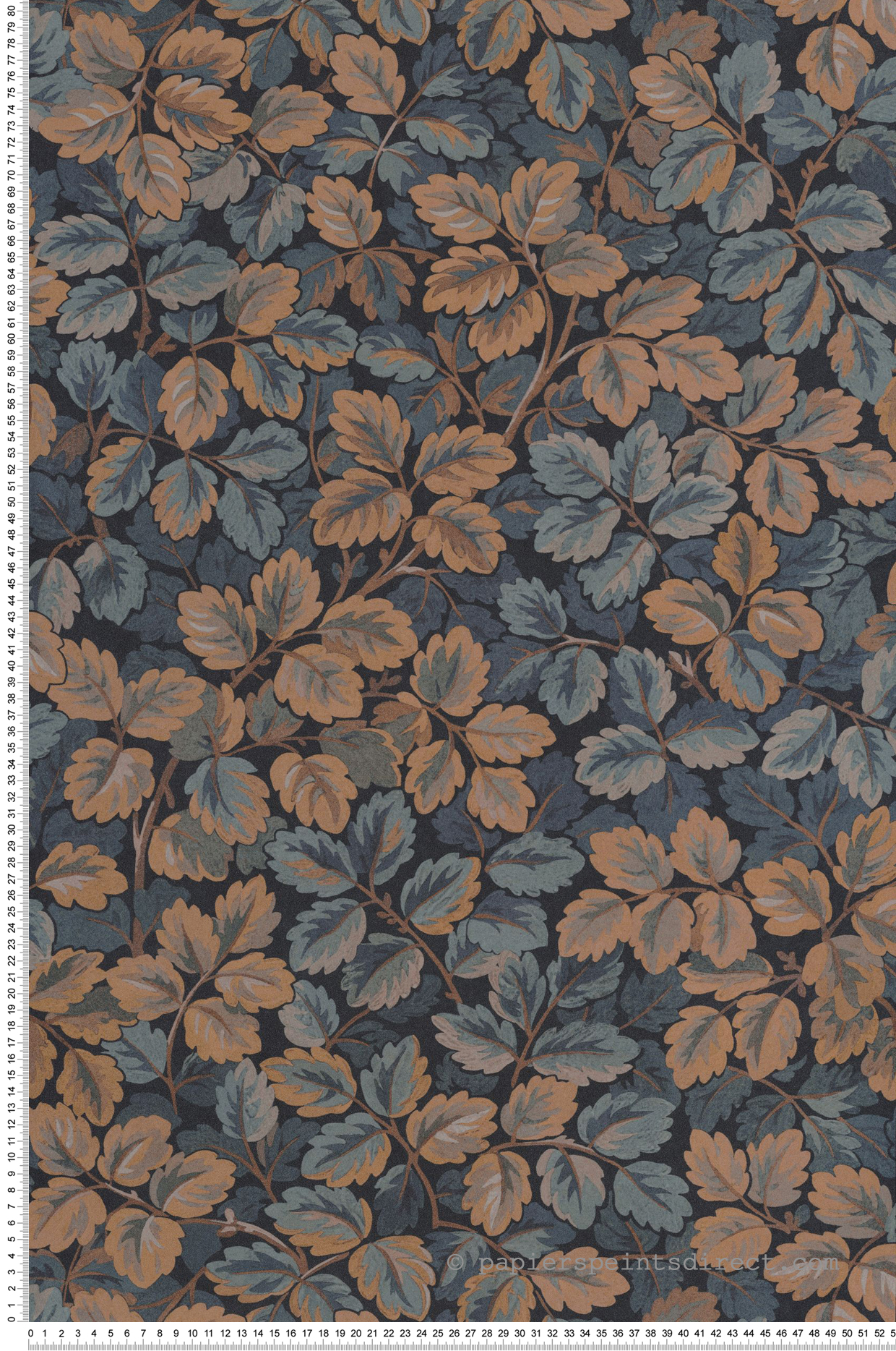 Papier peint Feuille de Chêne Regent's Park bleu encre - Heritage de Casadéco | Réf. HETA201206230