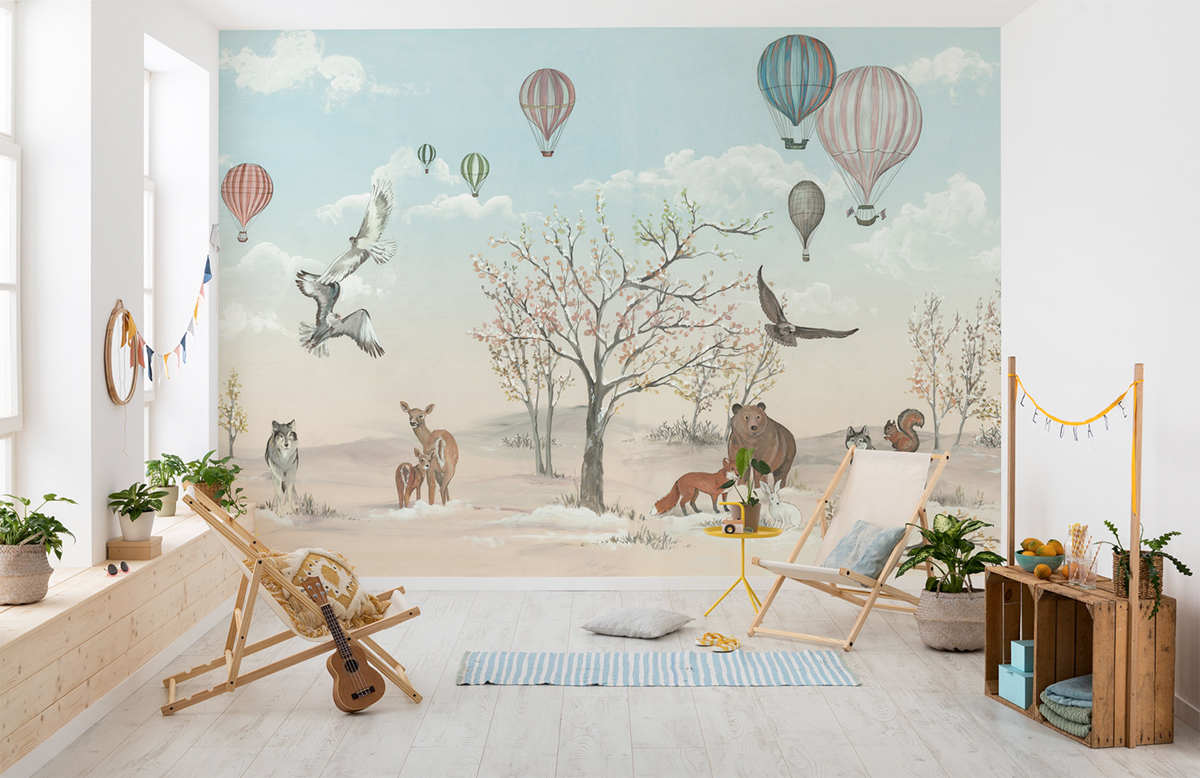 Papier peint panoramique Animaux Montgolfière - Papier peint Komar Into Wonderland