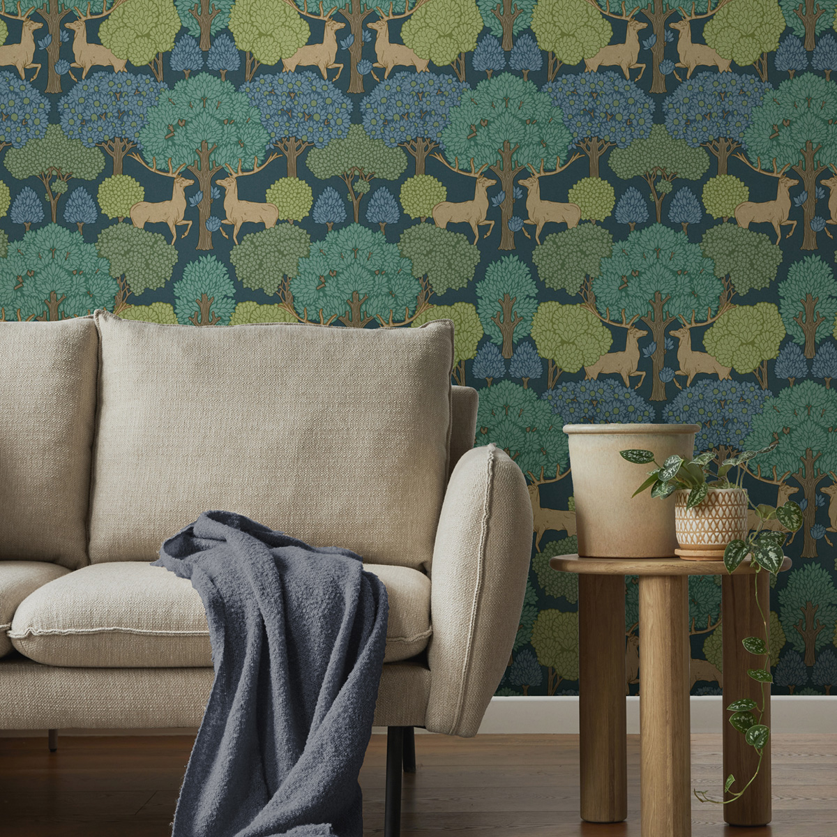 Papier peint Animaux Forest of Arden bleu marine - Beaux Arts de Lutèce AMB1| Réf. LTC-M1850