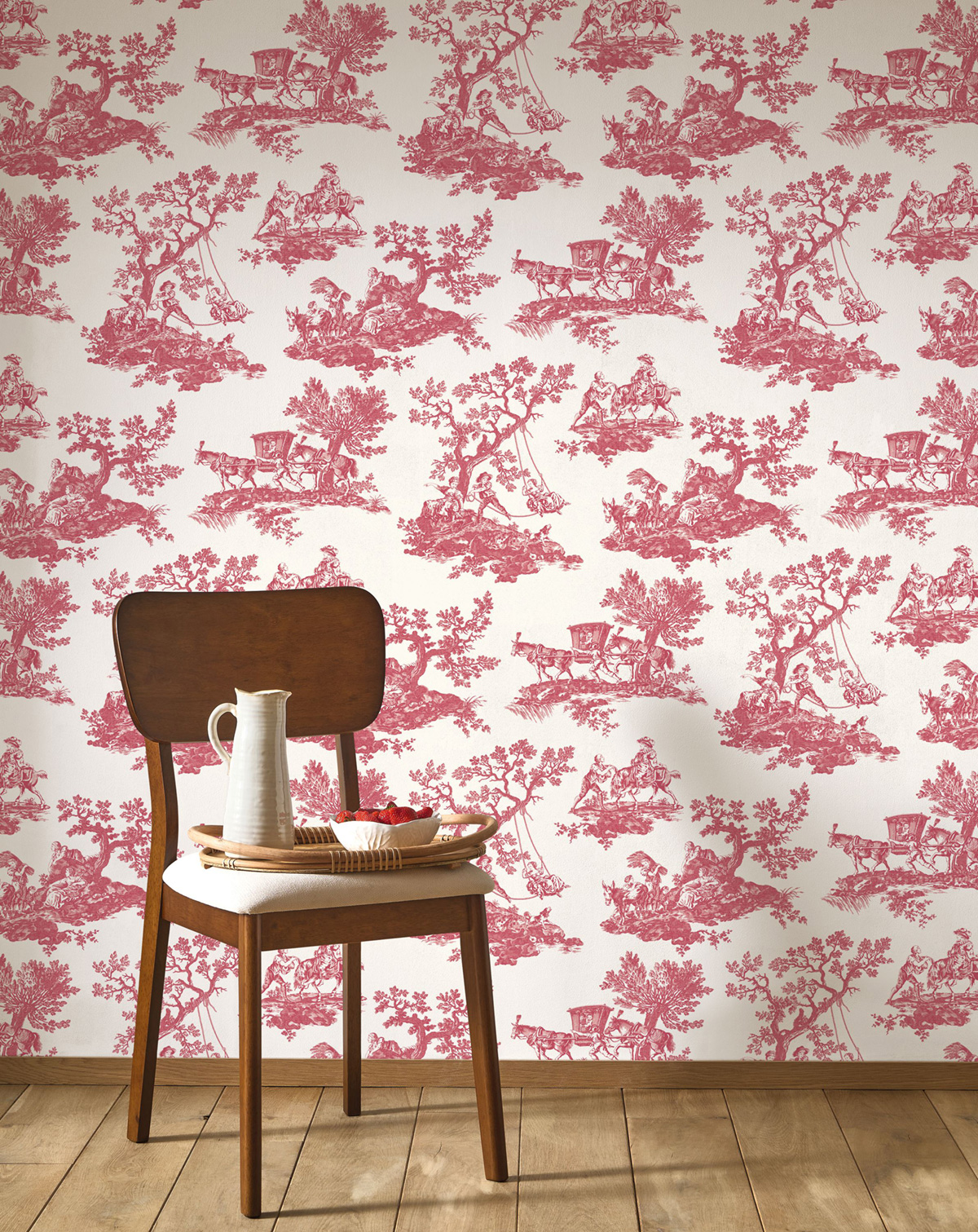 Papier peint Classique Cadence rouge grenat - Les Belles Toiles De Jouy 2 de Casadéco | Réf. BTJD201698585