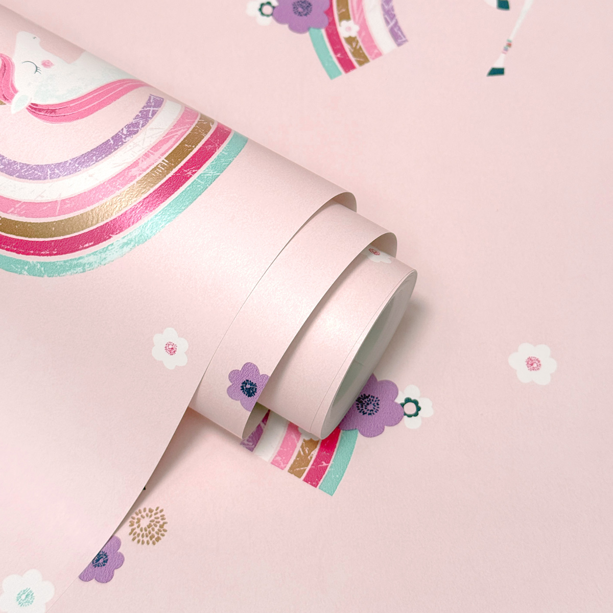 Papier peint Licorne Arc en Ciel rose - Imagine de Lutèce | Réf. LTC-DL27565