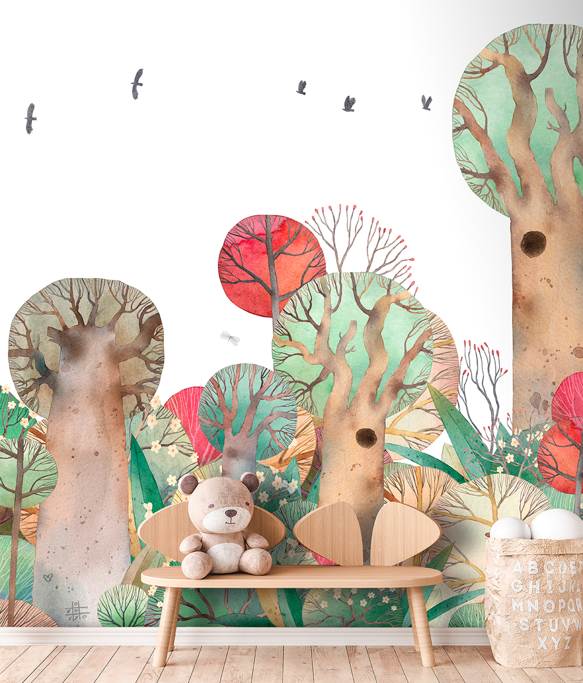 Papier peint panoramique Arbre Wonder Forest vert - Farandole de Lutèce | Réf. LTC-CW6049-1