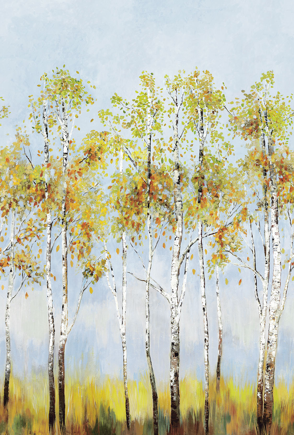 Papier peint panoramique Arbre en Peinture bleu azur - Daisy Bennett d'Initiales | Réf. INI-DB31002M