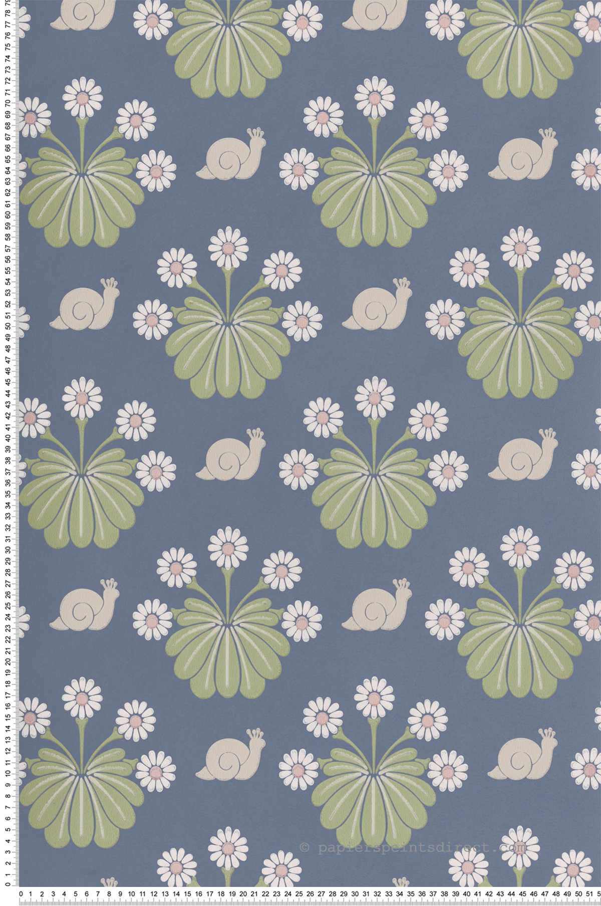 Papier peint escargot Burges Snail Juniper - National Trust Papers 2 de Little Greene | Réf. 0260BUJUNIP