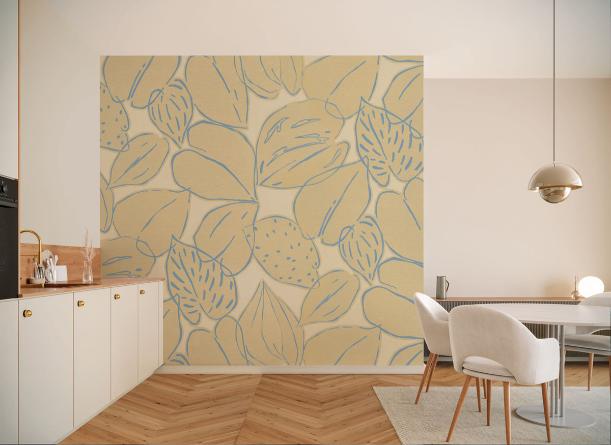 Papier peint panoramique Feuillage Graphique vanille - Seasons de Komar