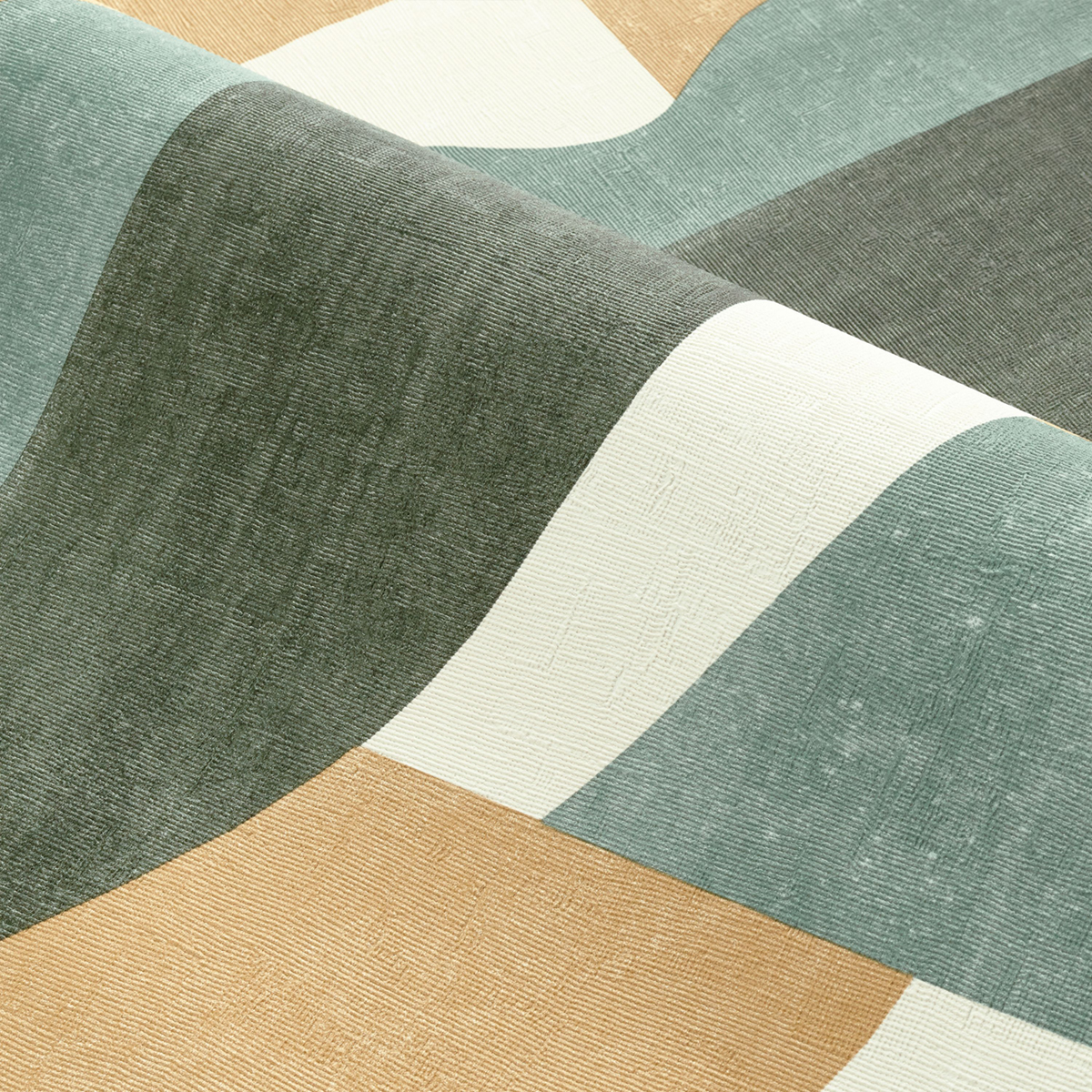 Papier peint Graphique Gino vert émeraude - Mouvements de Casamance | Réf. CAS-76002140