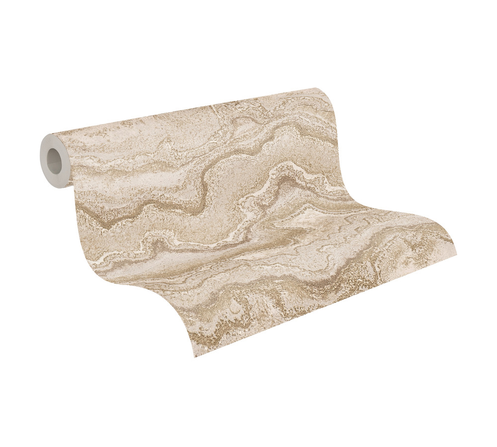 Papier peint Pierre Précieuse Métallisé grège doré - Stories of Life d'A.S. Création AMB4 | Réf. AS-396592