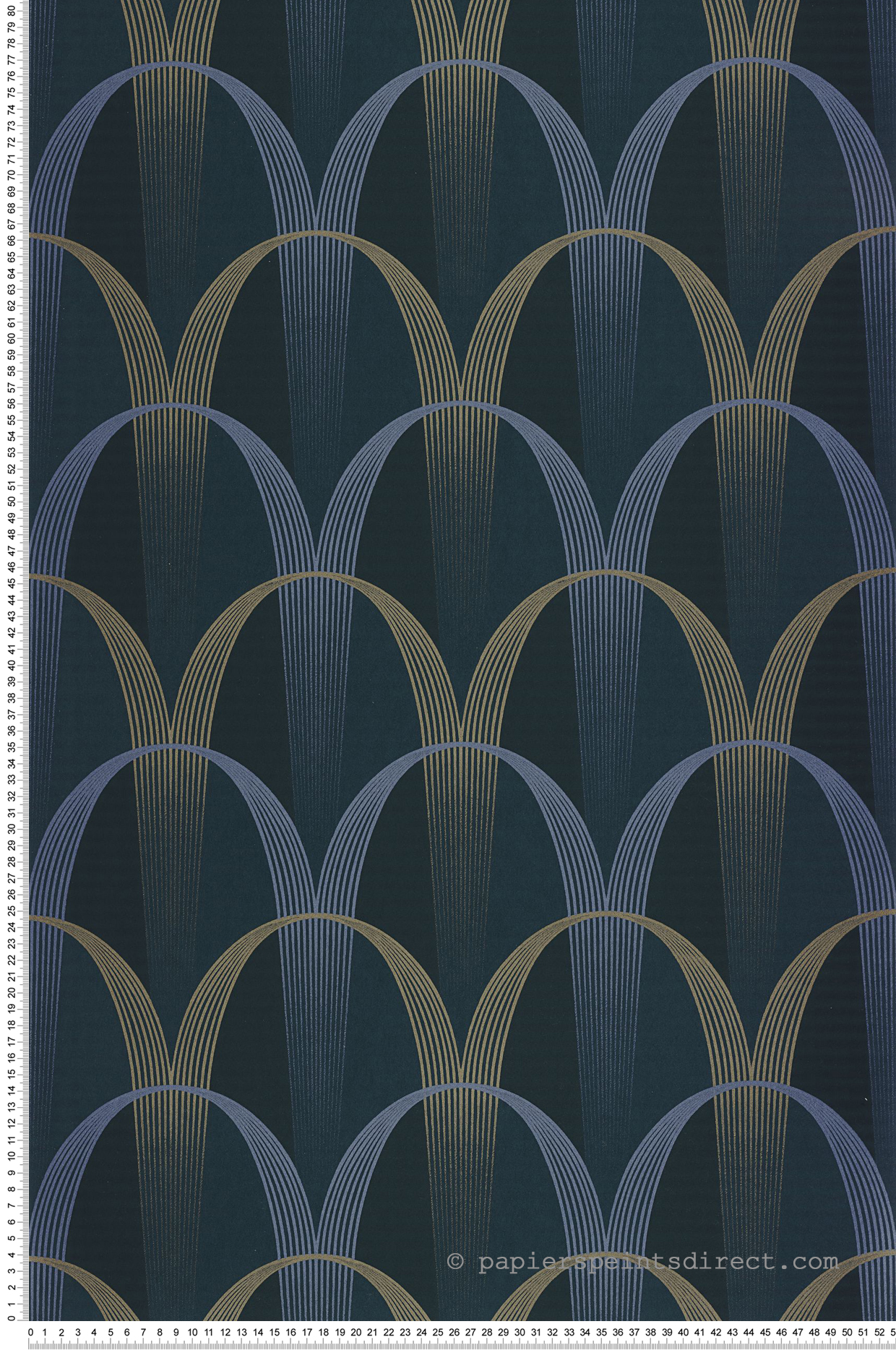 Papier peint Arche Entrée des Artistes bleu encre irisé - Années Folles de Casadéco | Réf. ANFO201046582