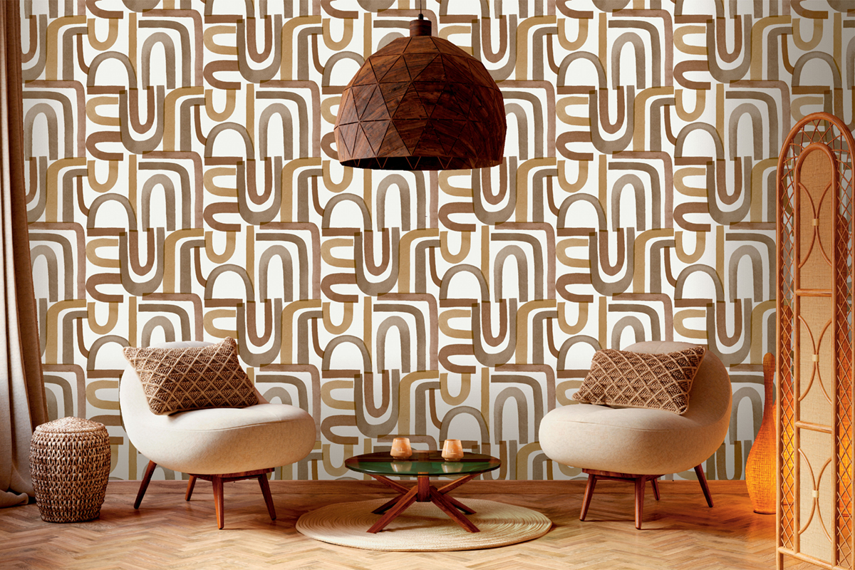 Papier peint Graphique Arc Vertigo marron - Abaca de Lutèce | Réf. LTC-51232208