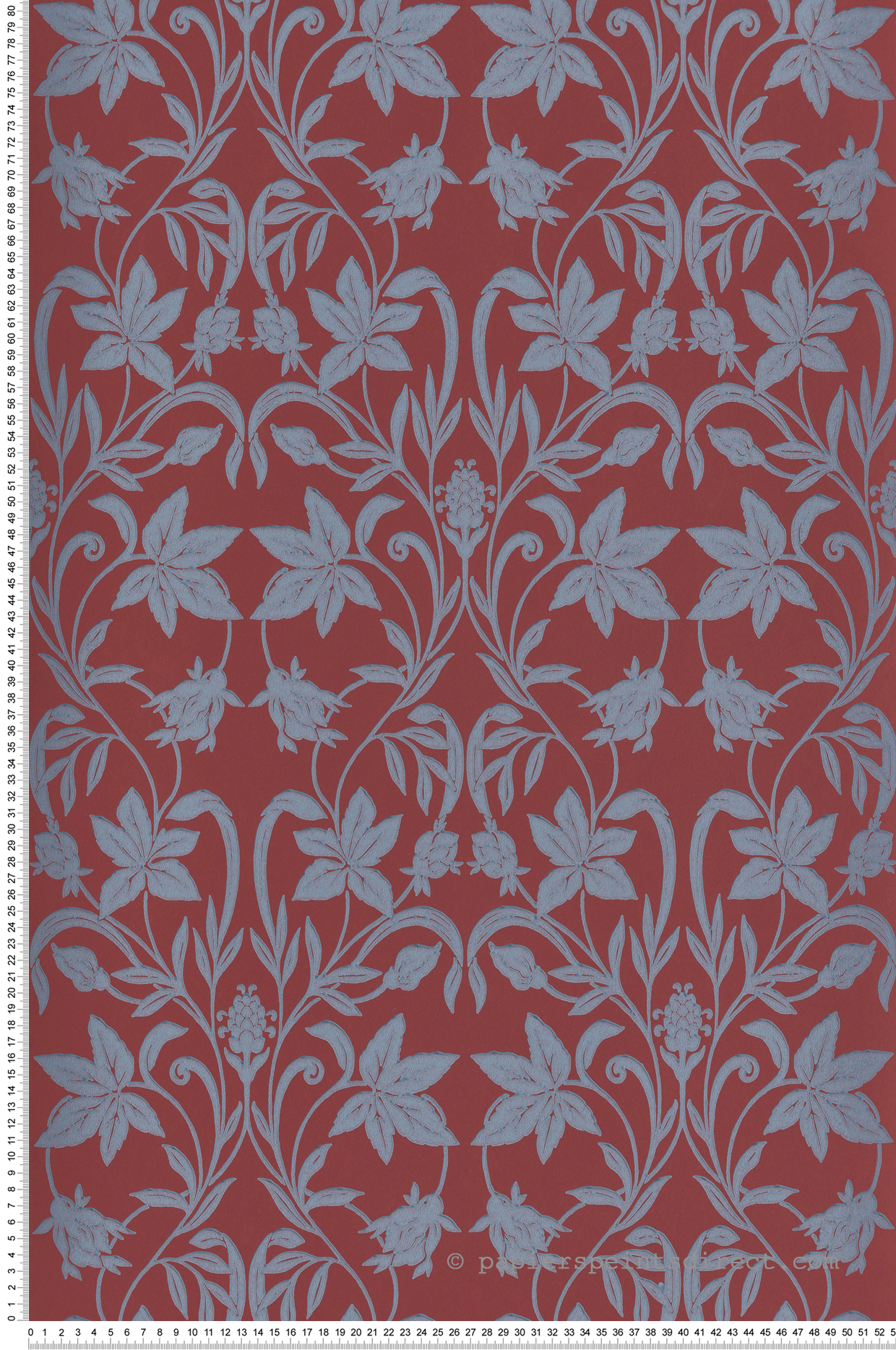 Papier peint Feuille Style Anglais Primrose bleu bordeaux - Heritage de Casadéco | Réf. HETA201238665