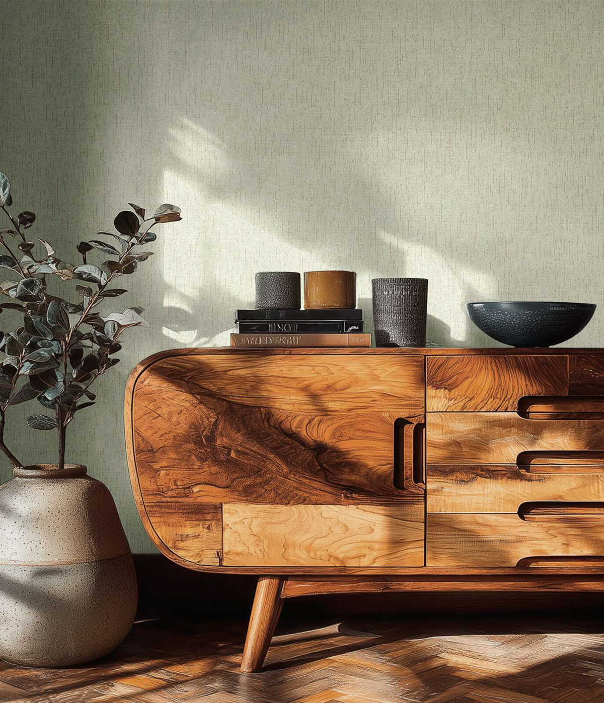 Papier peint Faux Uni Texturé vert amande doré - Vibes & Styles d'A.S. Création AMB3| Réf. AS-792015