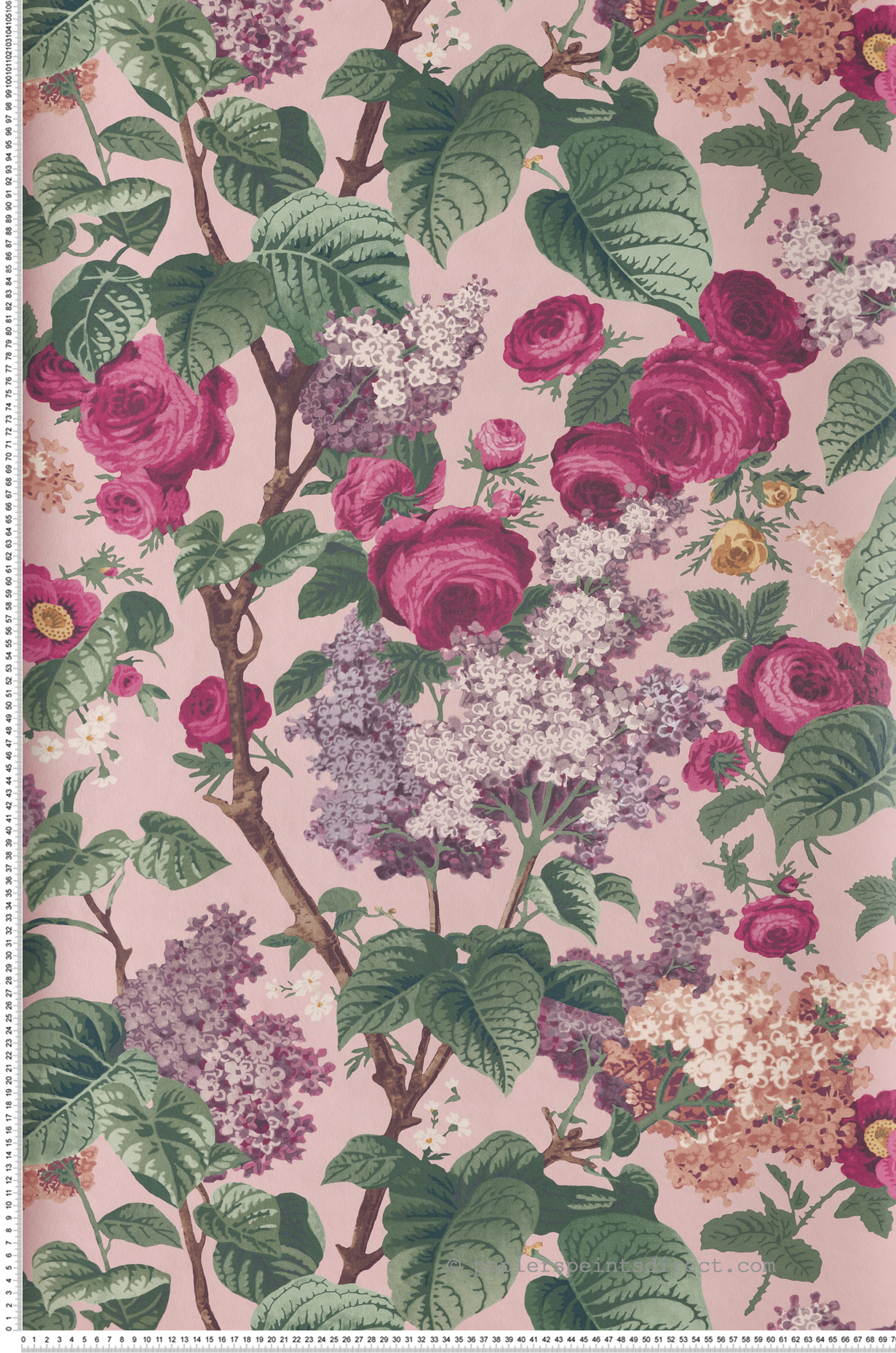 Papier peint Fleur Vintage Floribunda rose blush - V&A Decorative Papers d'Initiales | Réf. INI-31116802