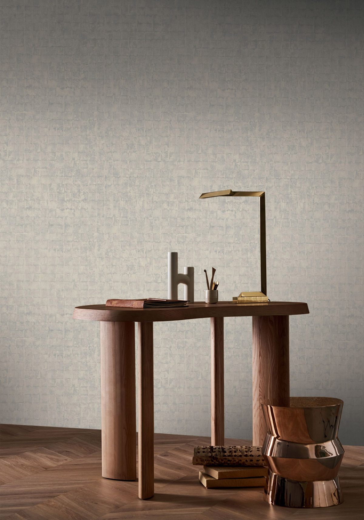 Papier peint Carreaux Faenza galet argenté - Cérame de Casamance | Réf. CAS-76080304