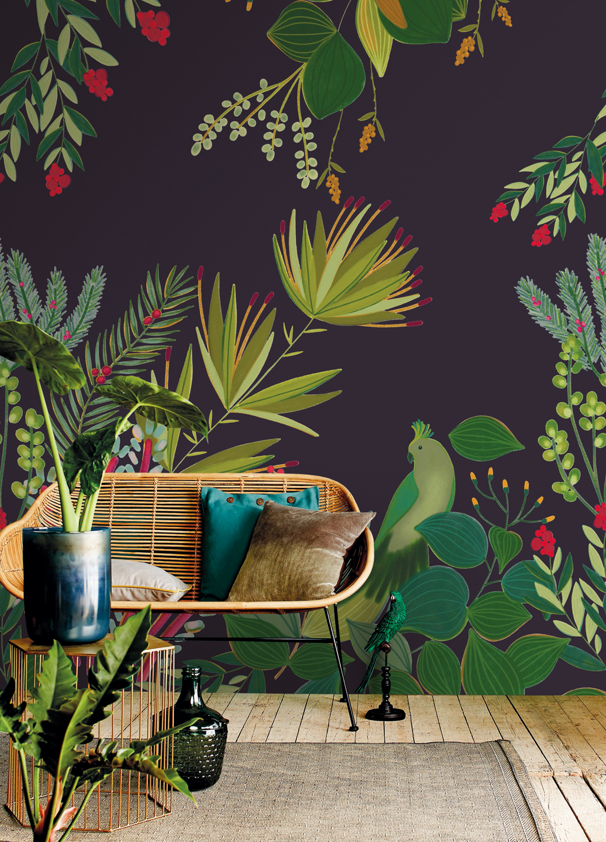 Papier peint Oiseau Panoramique Cockatoo island vert/noir - Beauty Full Image de Casélio | Réf. BFI101519138