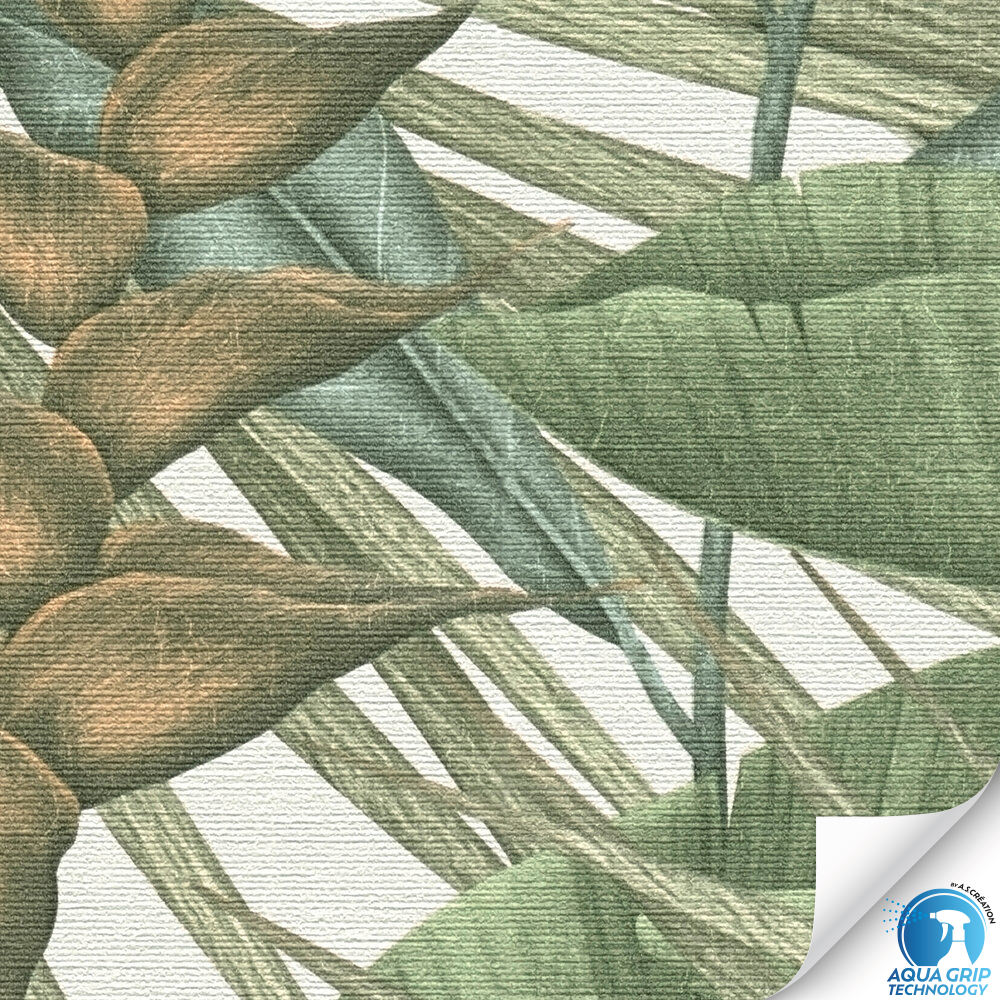 Papier peint préencollé Feuillage Jungle Amazonienne vert - Designdrop d'A.S. Création ZOOM | Réf. AS-784511