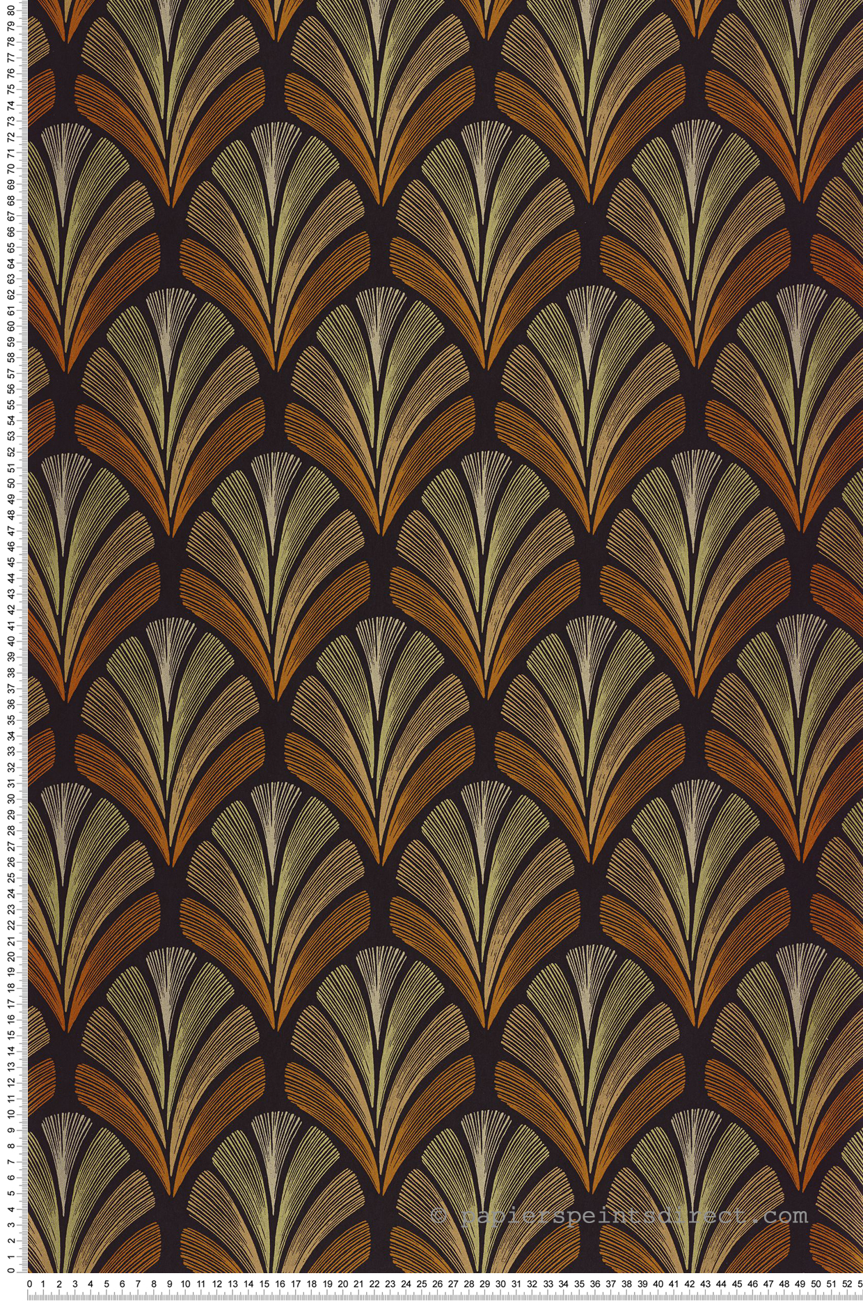 Papier peint Palme Art Déco Folies St James terracotta irisé - Années Folles de Casadéco | Réf. ANFO201053215