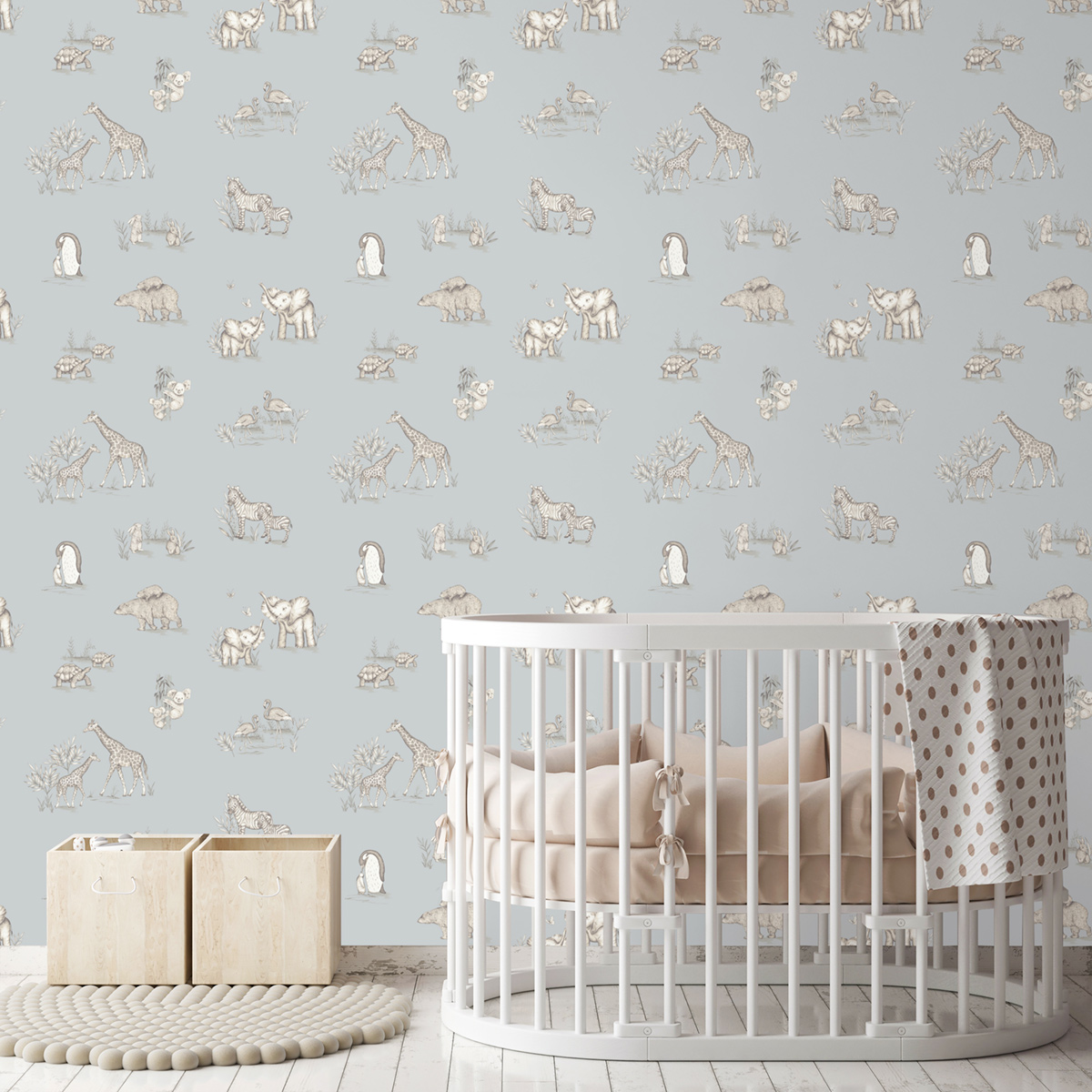 Papier peint Animaux Éléphant Safari bleu - Imagine de Lutèce AMB2 | Réf. LTC-DL27551