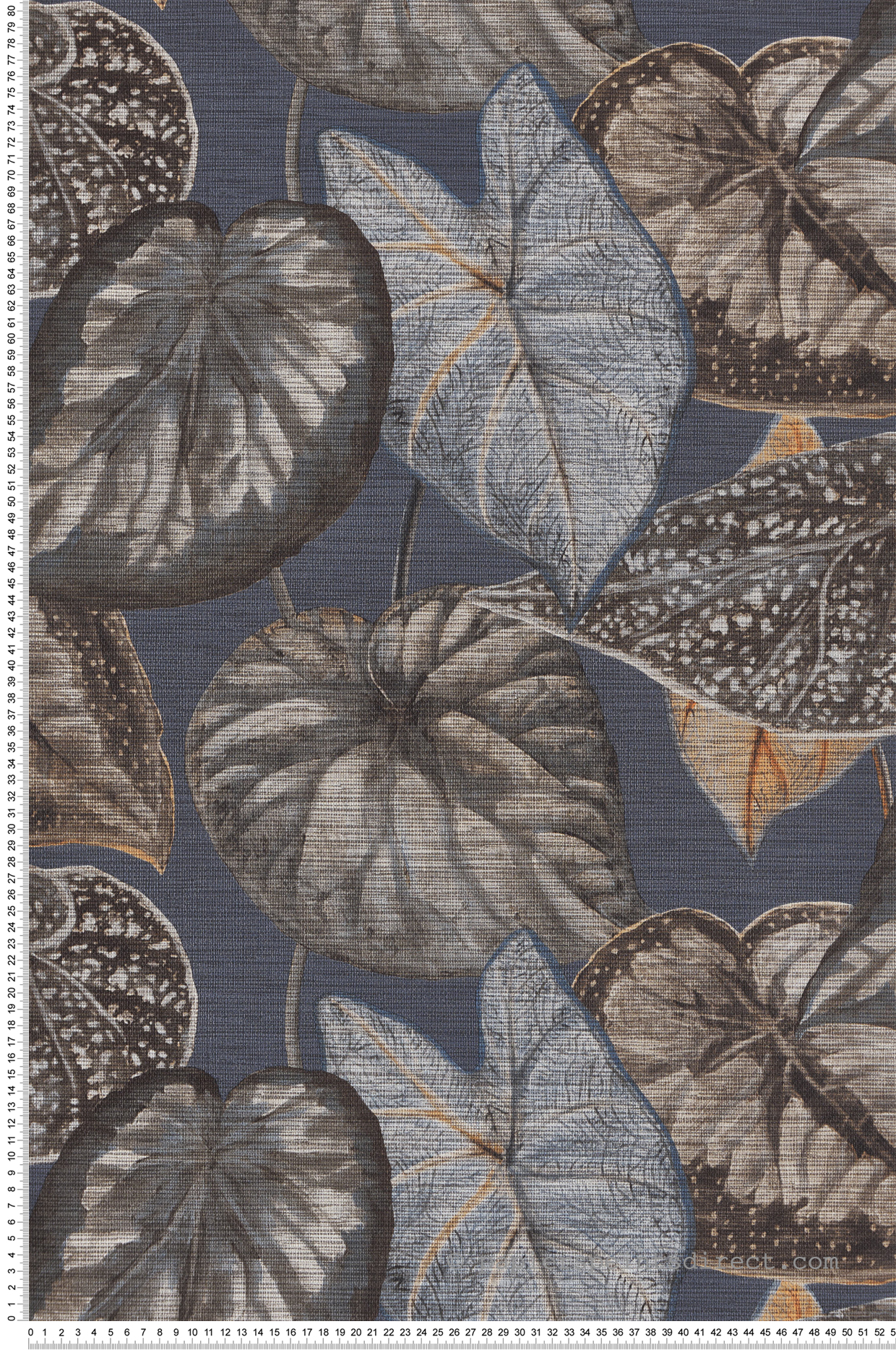 Papier peint Feuille Tropicale kaki bleu - Maori de Montecolino | Réf. MC-TA25055