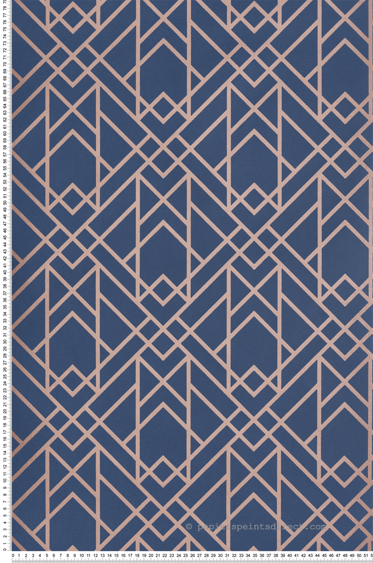 Papier peint Géométrique Art Déco bleu - Elodie 1838 Wallcoverings d'Initiales | Réf. INI-90714001