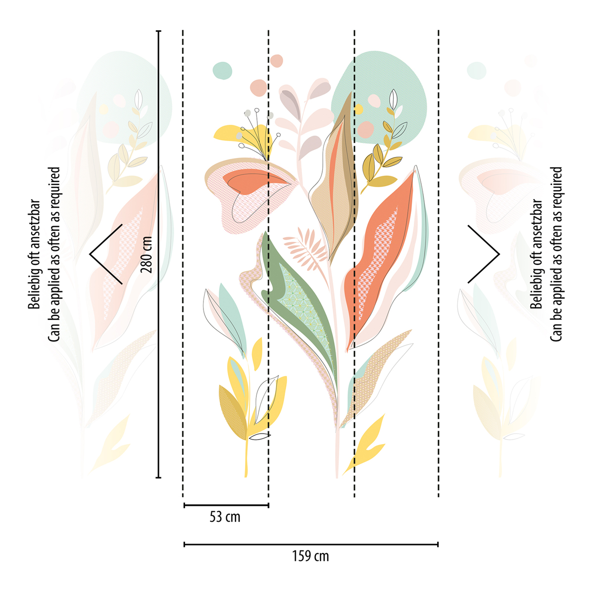 Papier peint panoramique Feuilles Modernes Dessin - The Wall 2 d'A.S. Création | Réf. AS-392111