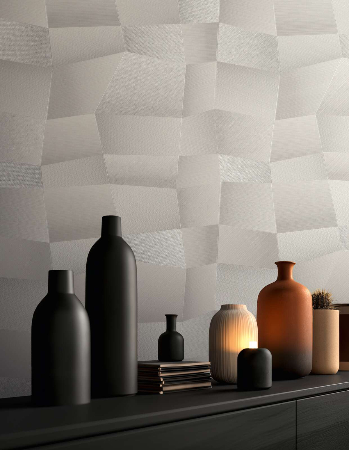 Papier peint Panneaux Géométriques Métal blanc cassé - Vibes & Styles d'A.S. Création AMB3| Réf. AS-791973