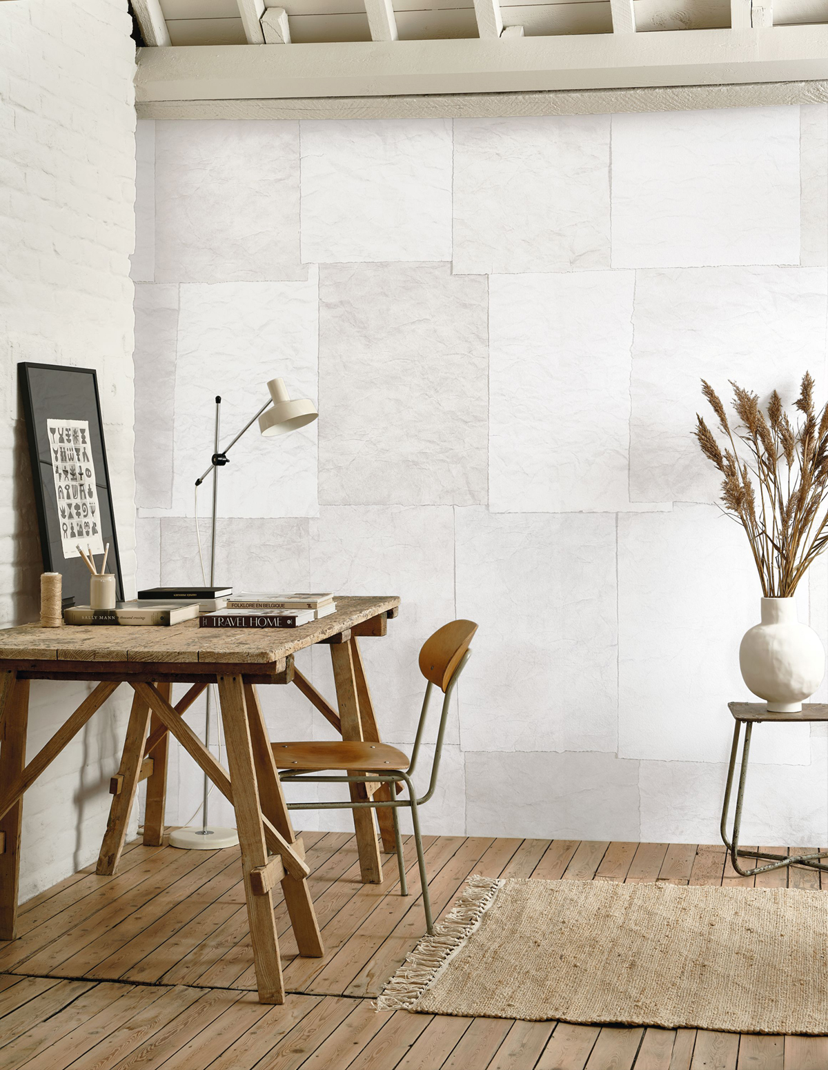 Papier peint panoramique Patchwork Fabrique à Papier M blanc 212X280 - Papercraft de Casadéco | Réf. PAPC89670203