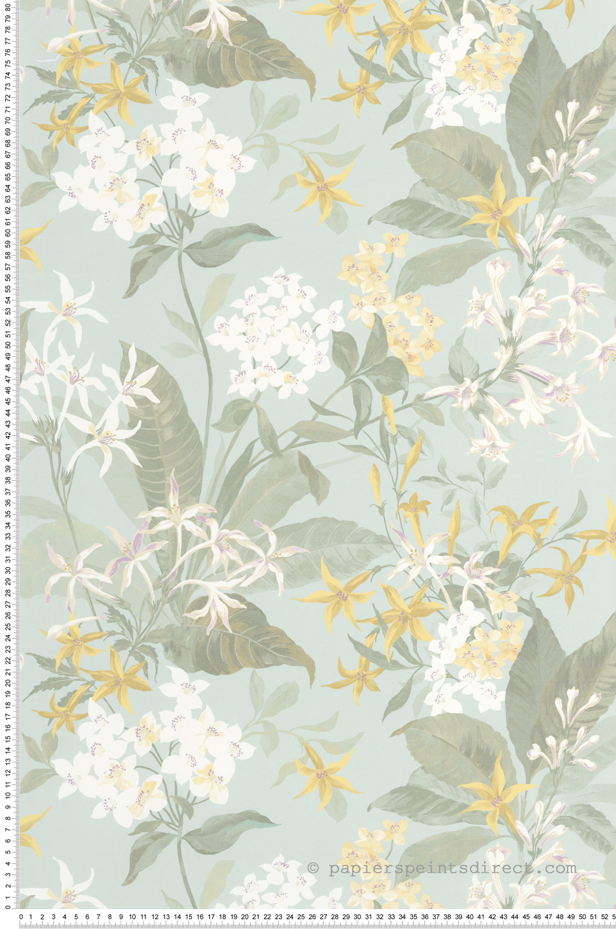 Papier peint Fleuri Songe de Jasmin vert d'eau - Le Beau Jardin de Casadéco | Réf. BJAR202566025