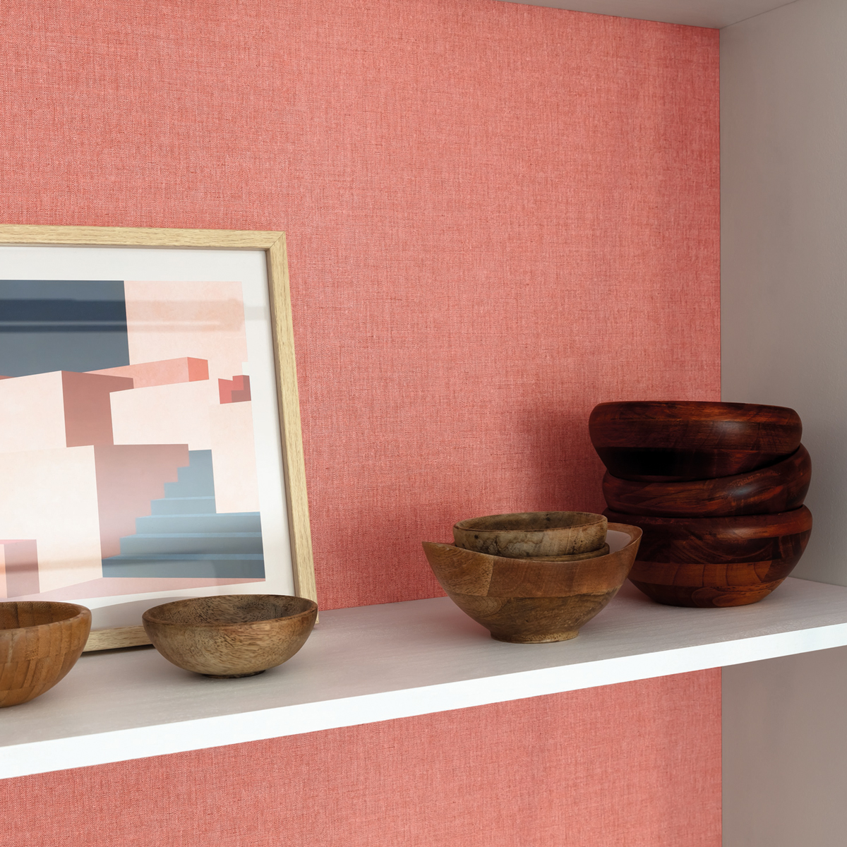 Papier peint Uni toile rose-corail - Moove de Casélio | Réf. MVE68523698