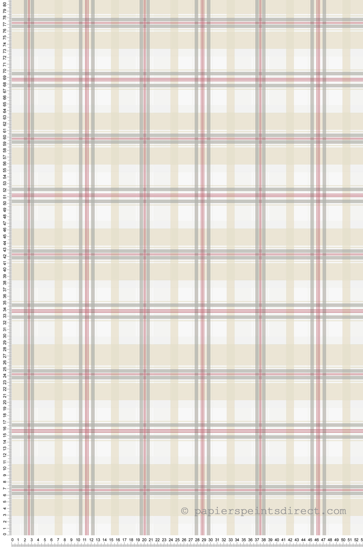 Papier peint Carreaux tartan gris/beige/rouge - Style Cuisine 3 de Lutèce | Réf. LTC-KE29913