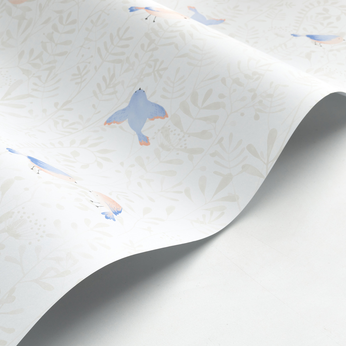 Papier peint Oiseau Feuillage bleu rose - Once Upon A Time de Casadéco | Réf. OUAT88316471