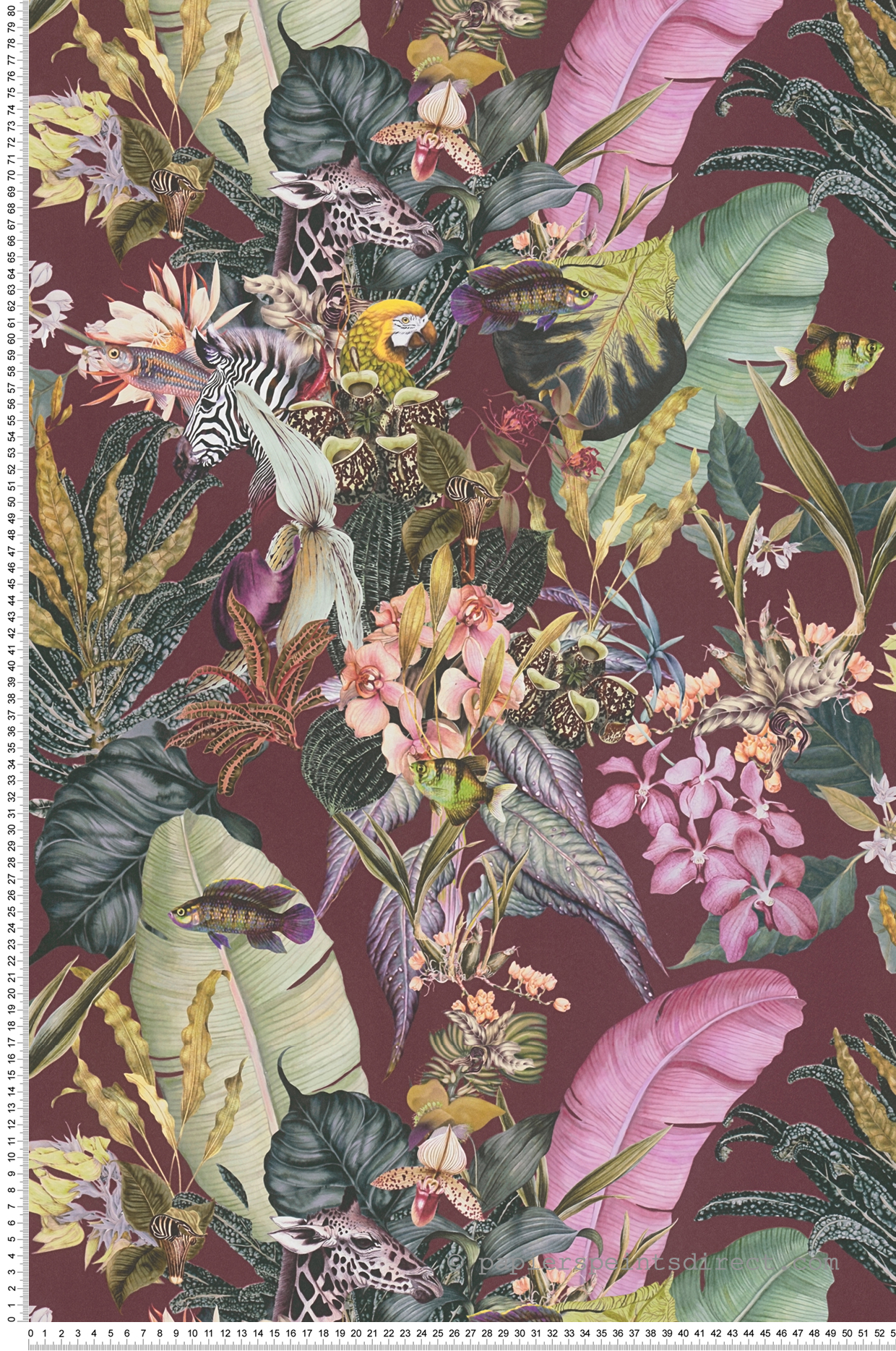 Papier peint Tropical et Animaux aubergine - Dream Flowery de Architects Paper | Réf. 38176-5