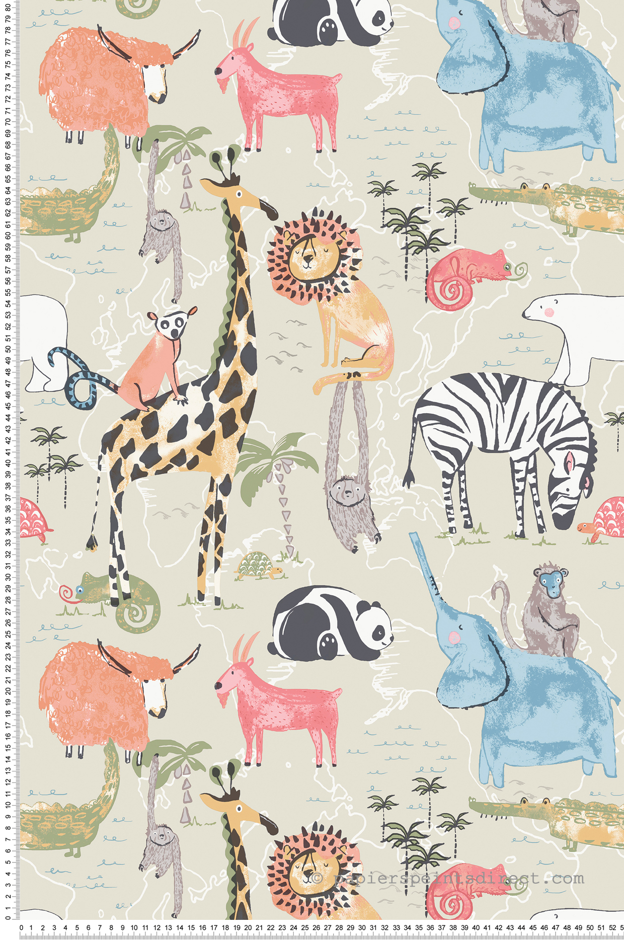 Papier peint Animaux Safari grège - Imagine de Lutèce | Réf. LTC-DL27540