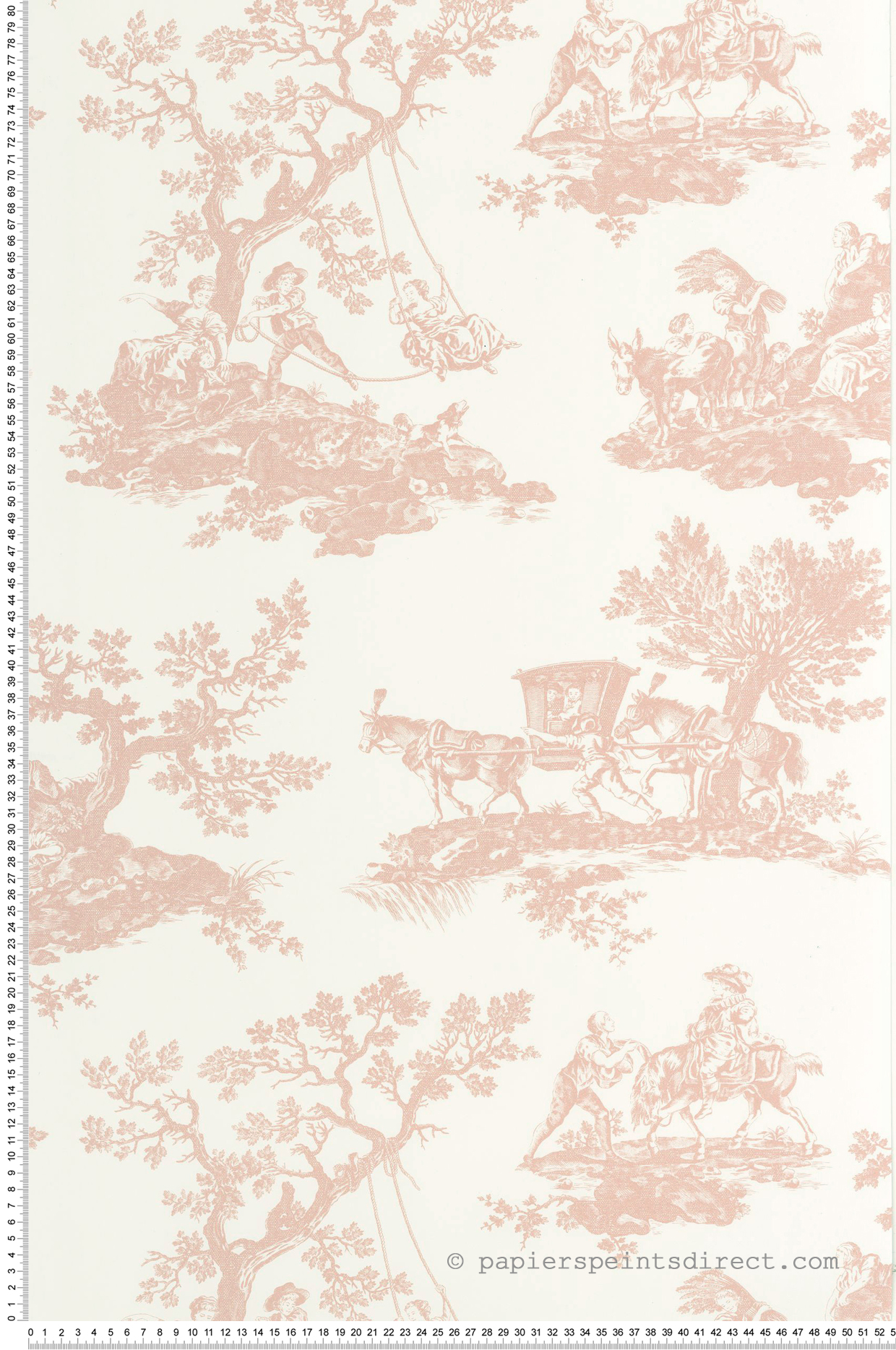 Papier peint Classique Cadence rose pâle - Les Belles Toiles De Jouy 2 de Casadéco | Réf. BTJD201694114