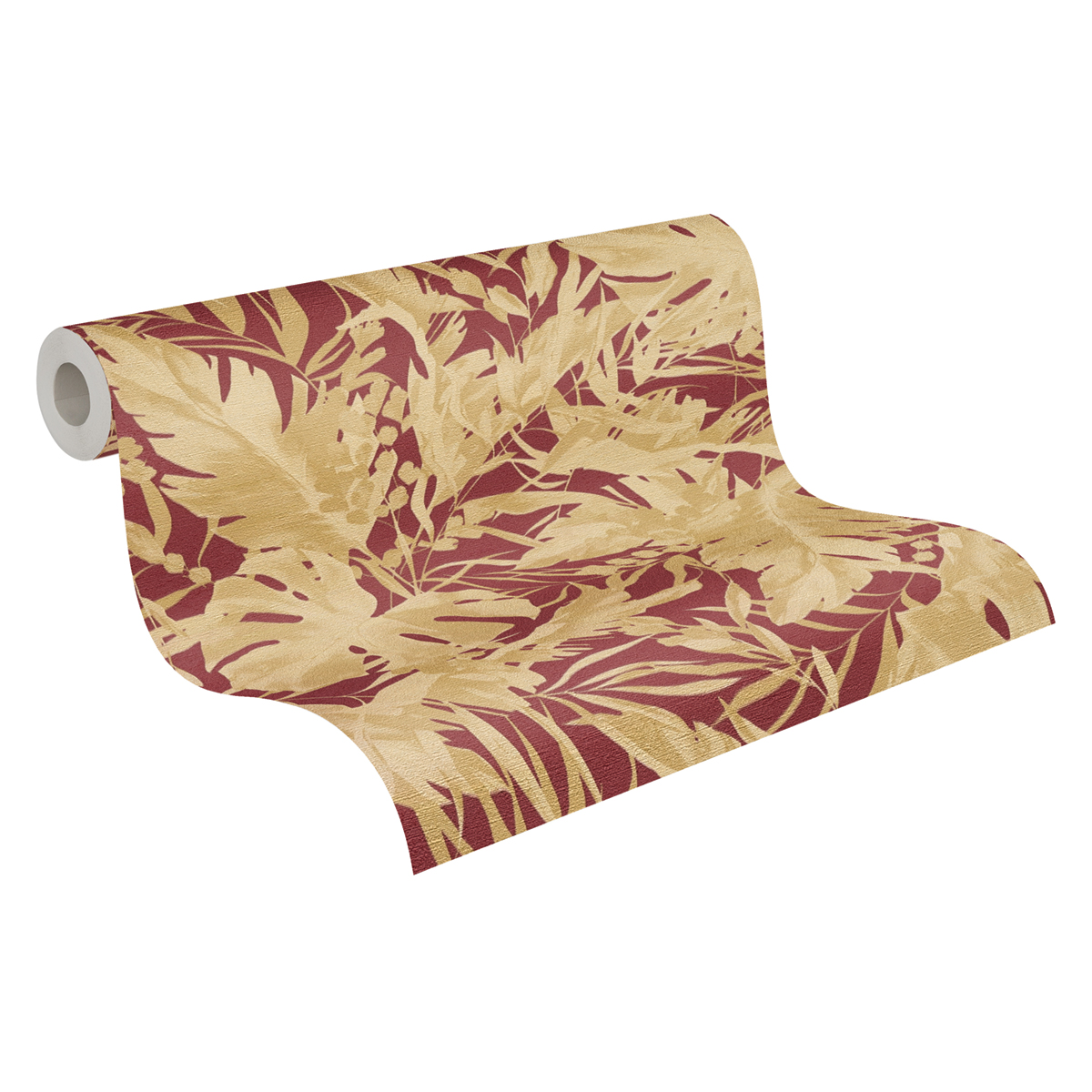 Papier peint Jungle Végétaux Earthlines bordeaux doré - Cosmoliving d'A.S. Création ROLL | Réf. AS-790635