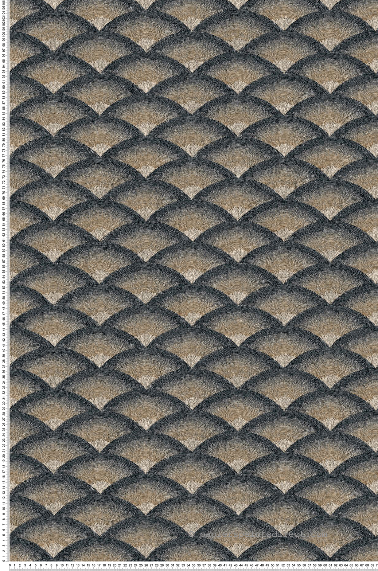 Papier peint Eventail Nami anthracite - Légendes de Casamance | Réf. CAS-70091426