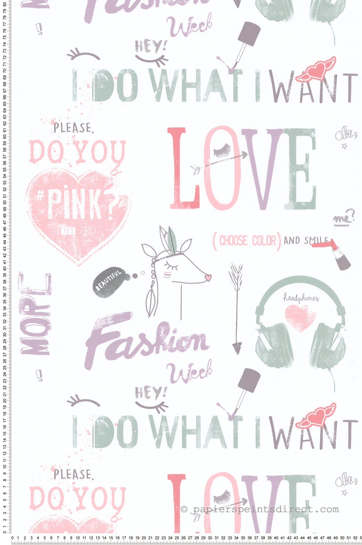 Papier peint Girly I Want mauve - Les Aventures de Lutèce | Réf. LTC-36240313